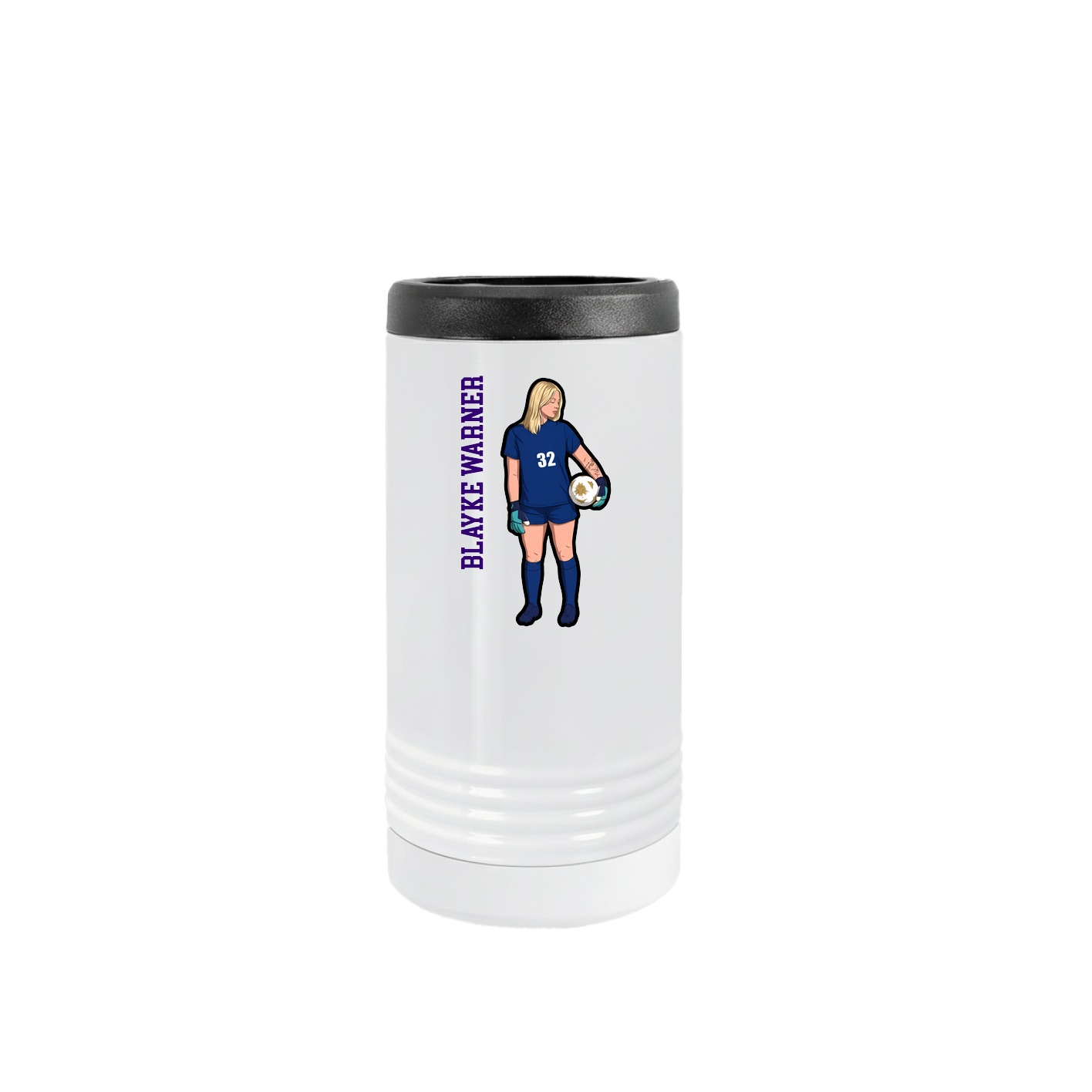 Slim Beverage Holder — Name Vertical in White