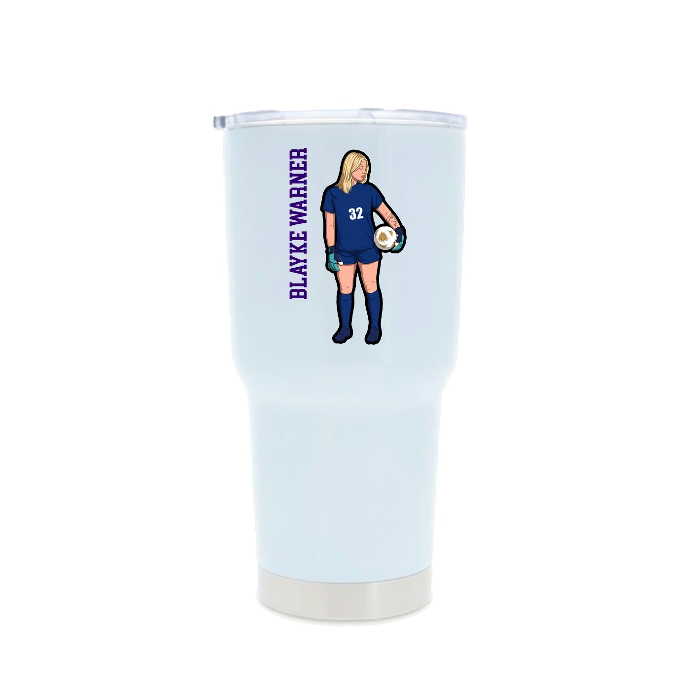 30oz Stainless Steel Tumbler — Name Vertical in White