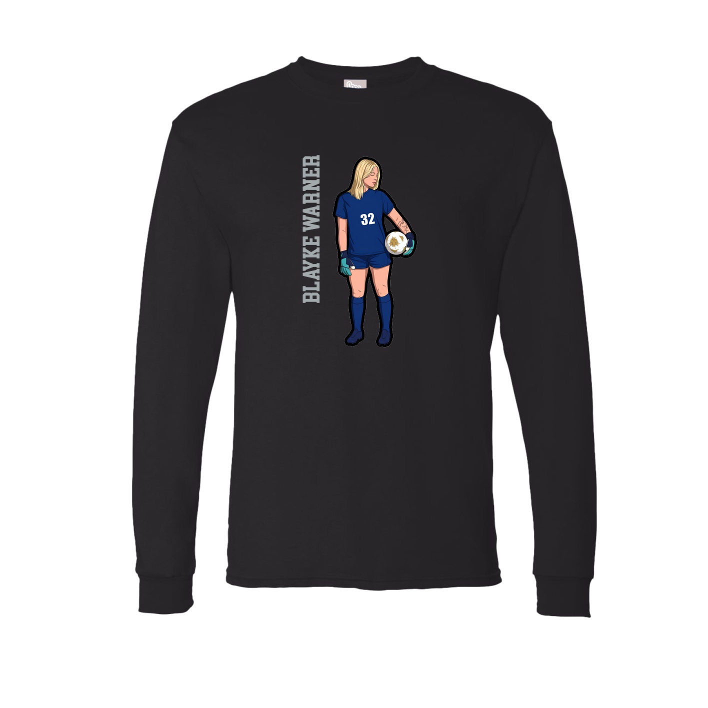 Long Sleeve Tee — Name Vertical in Black