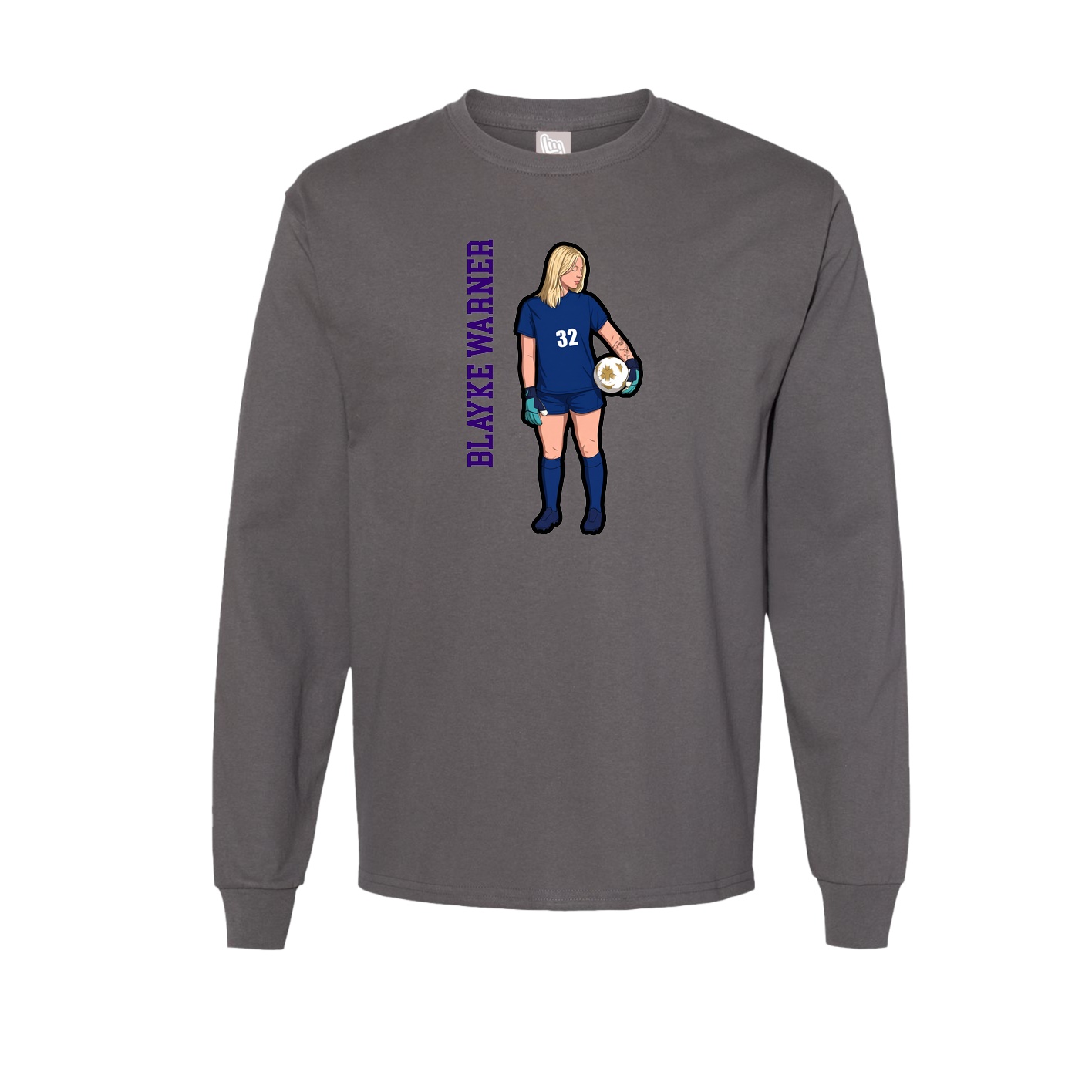 Long Sleeve Tee — Name Vertical in Grey