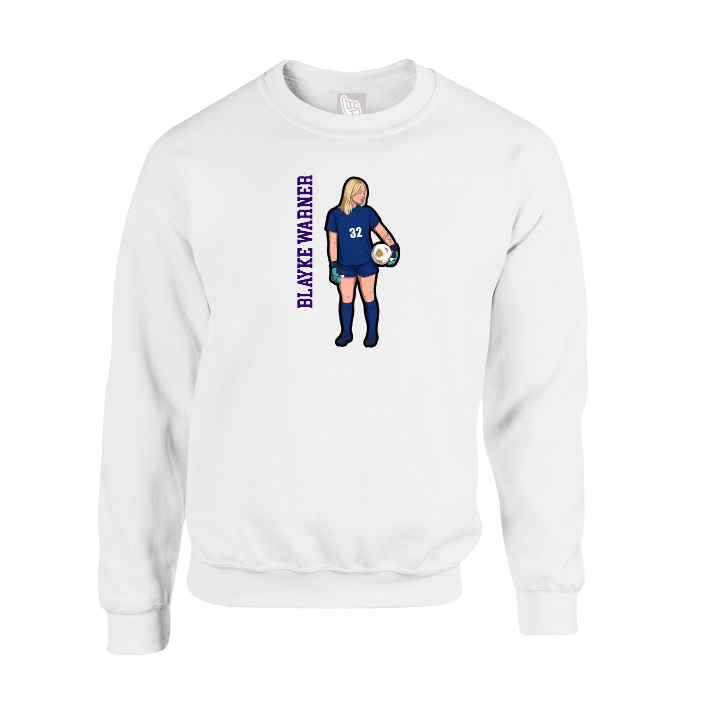 Fleece Crew — Name Vertical in White