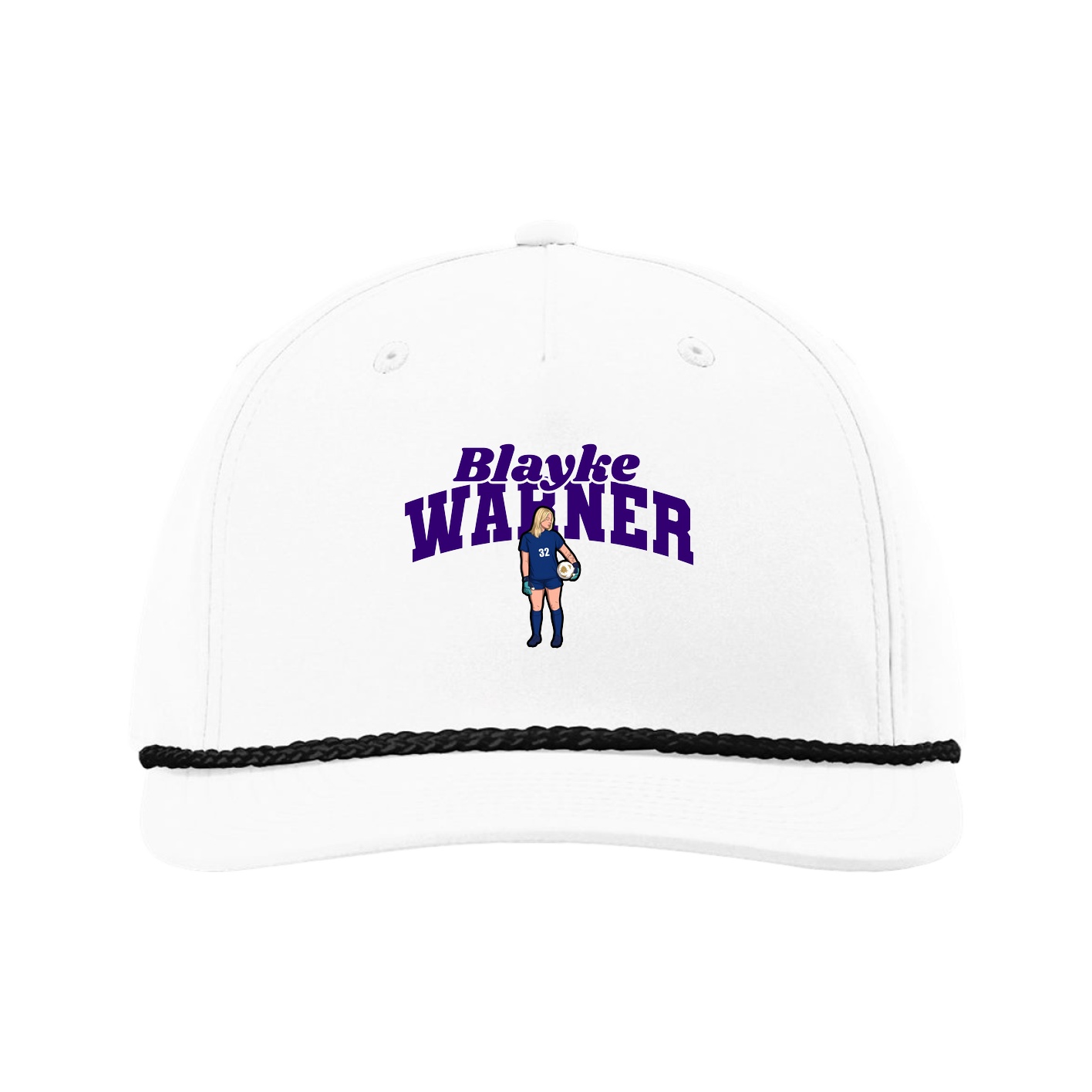 Five-Panel Classic Rope Cap — Signature Arch in White