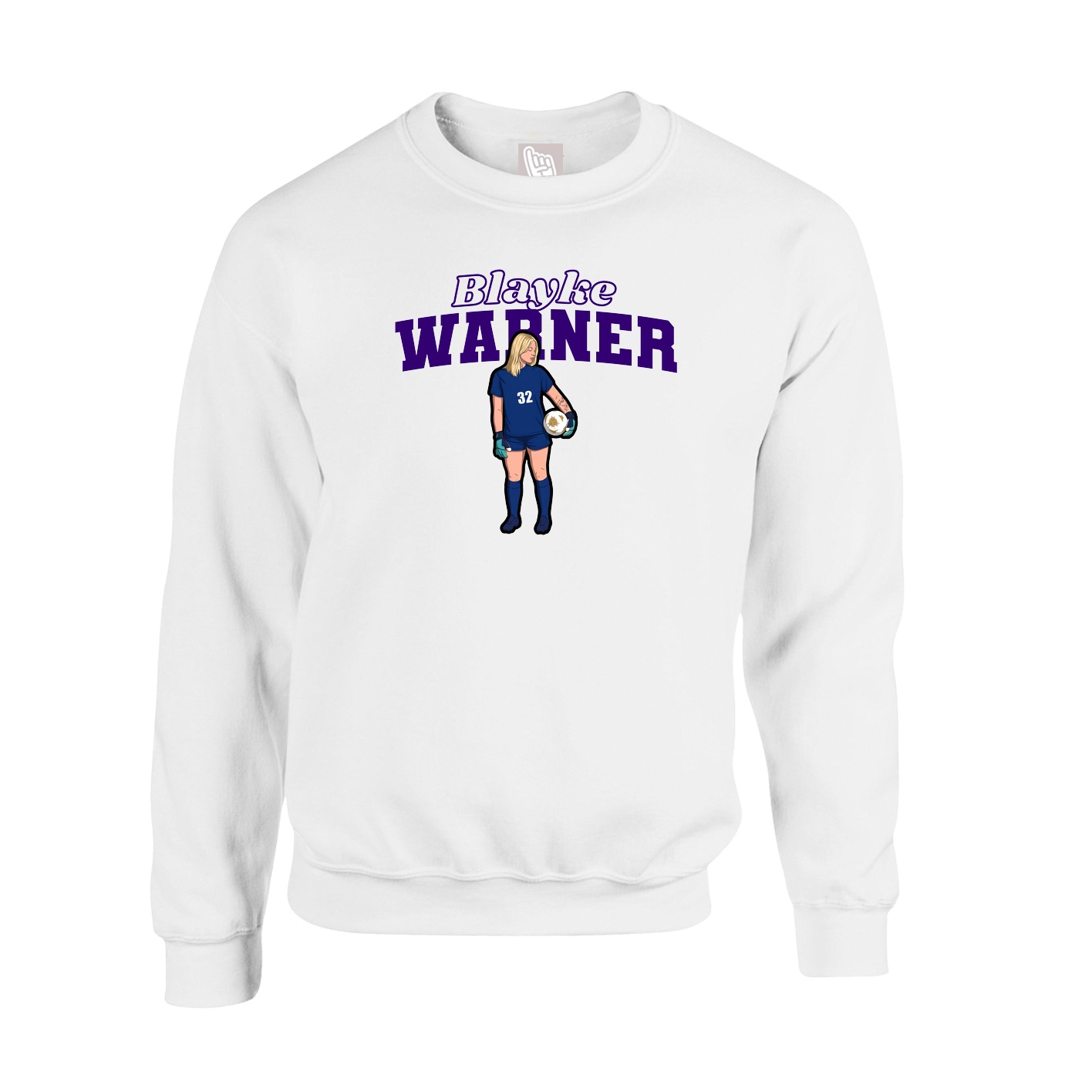Fleece Crew — Name Arch in White
