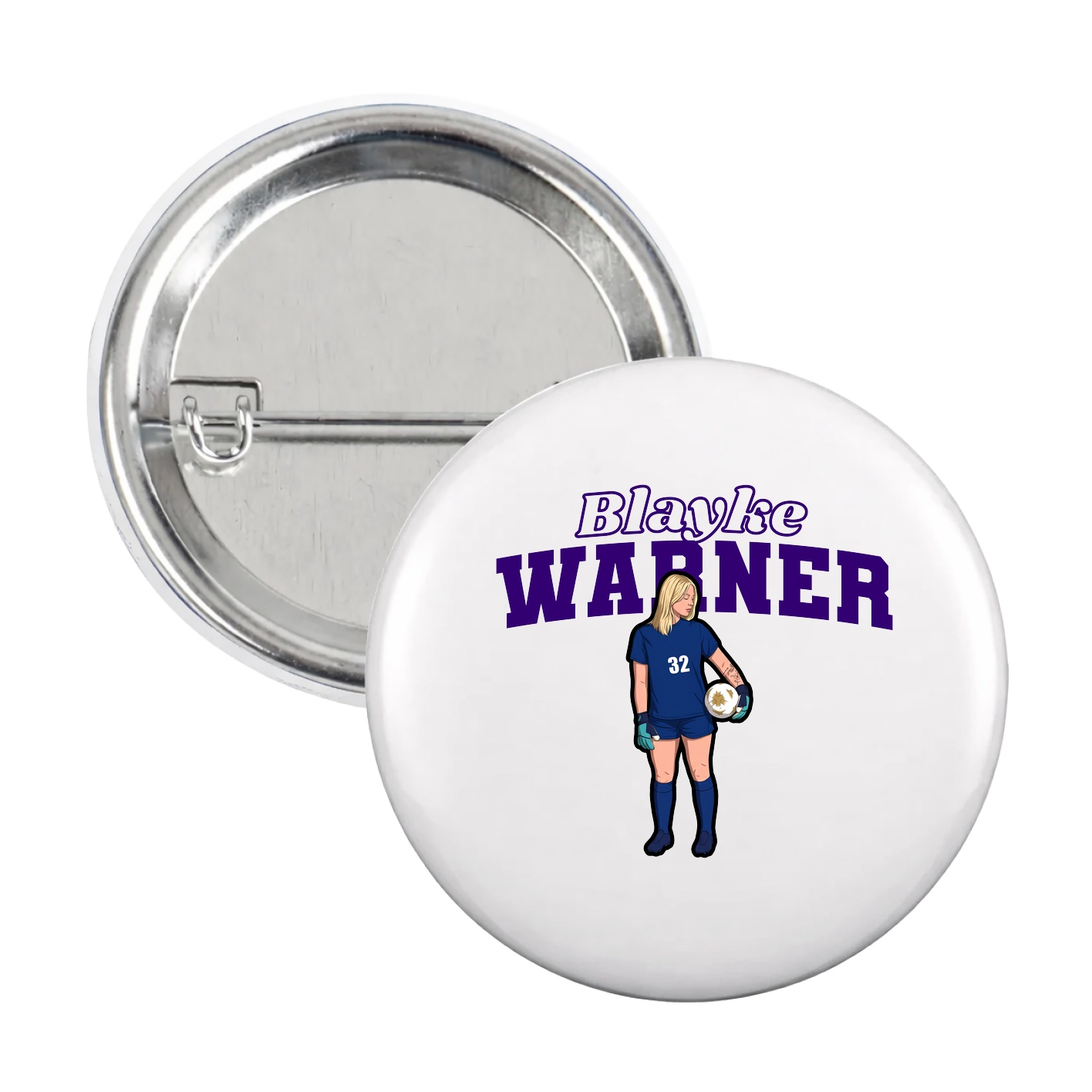 Game Day Button — Name Arch in White