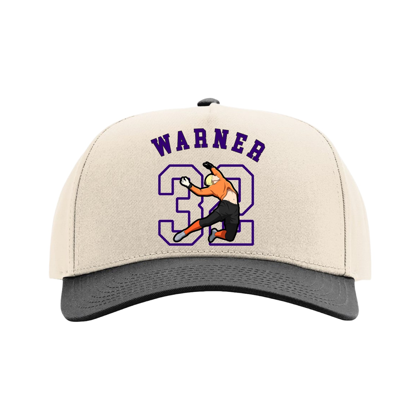 Full Fabric Five-Panel Champ Cap — Shirsey Arch in Cream/Black