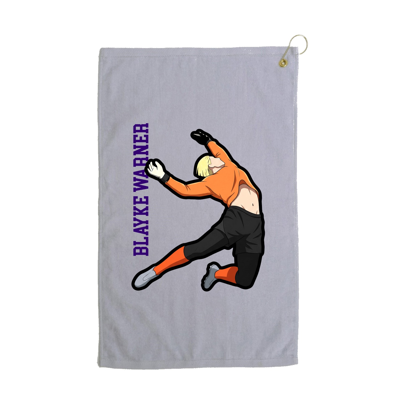 Golf Towel — Name Vertical in Grey