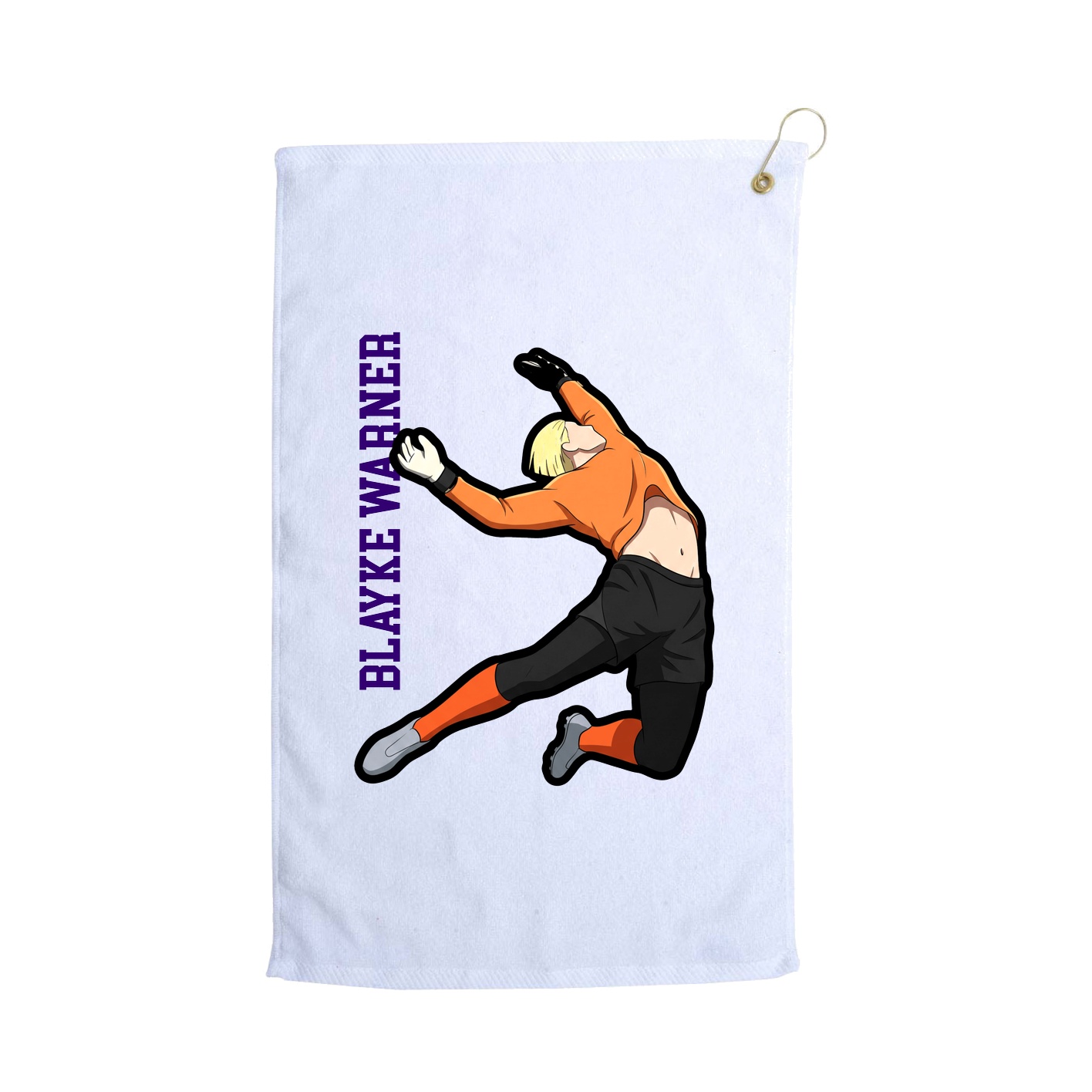 Golf Towel — Name Vertical in White