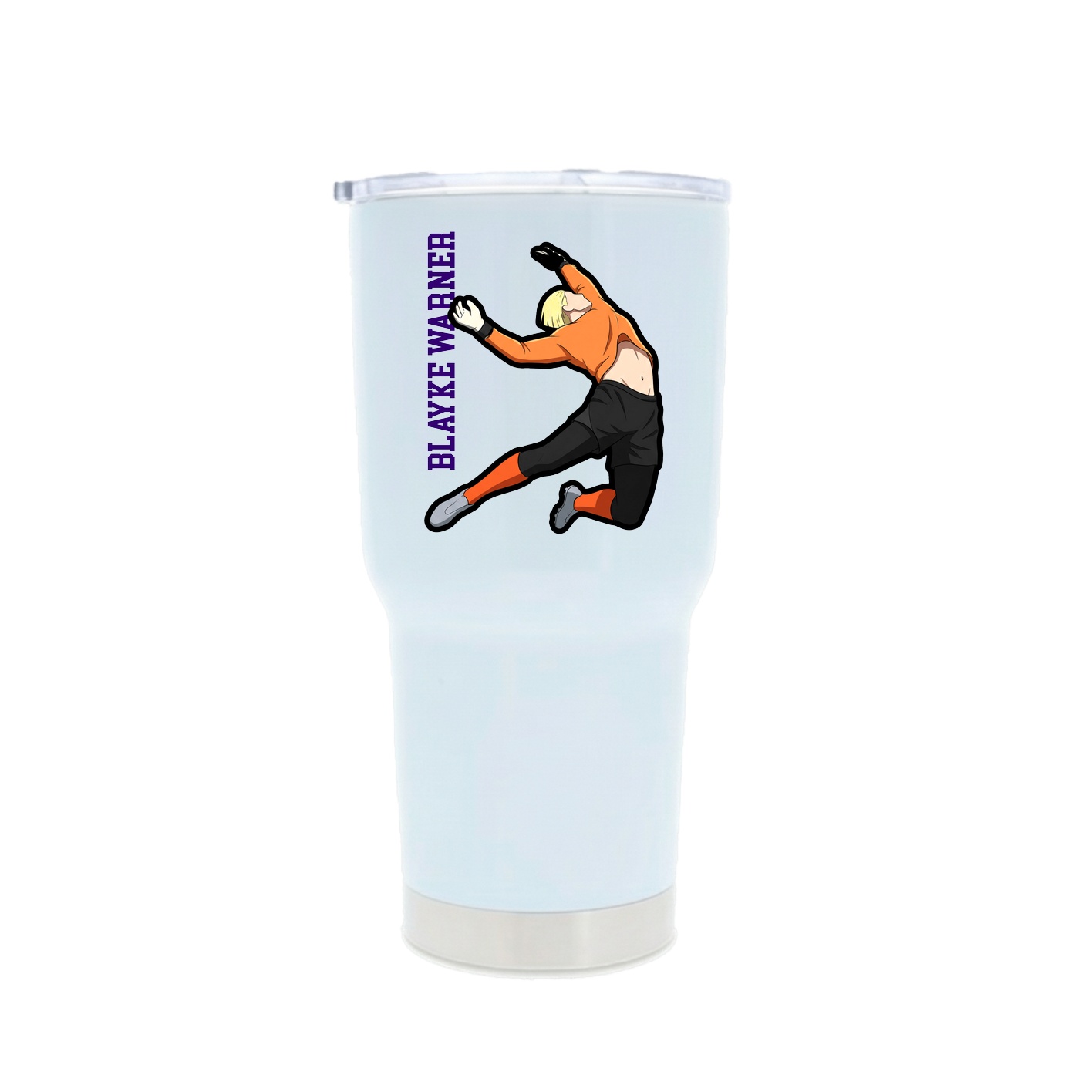 30oz Stainless Steel Tumbler — Name Vertical in White