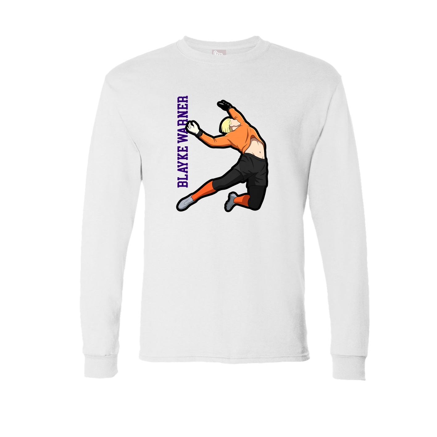 Long Sleeve Tee — Name Vertical in White