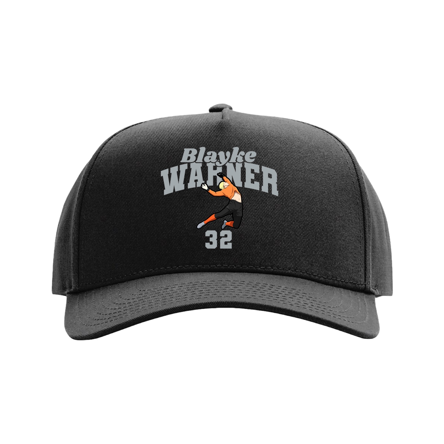 Full Fabric Five-Panel Champ Cap — Signature Arch in Black