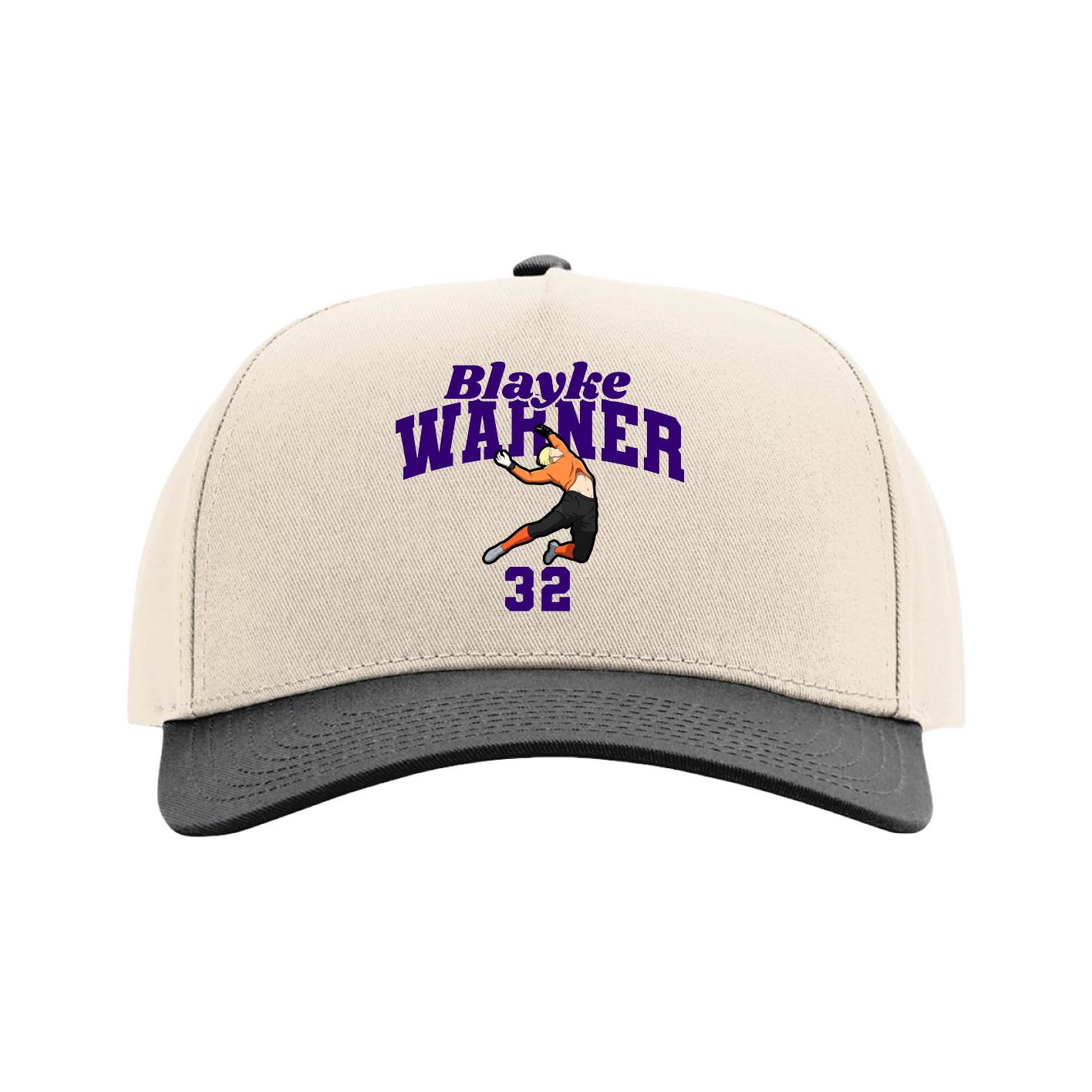 Full Fabric Five-Panel Champ Cap — Signature Arch in Cream/Black