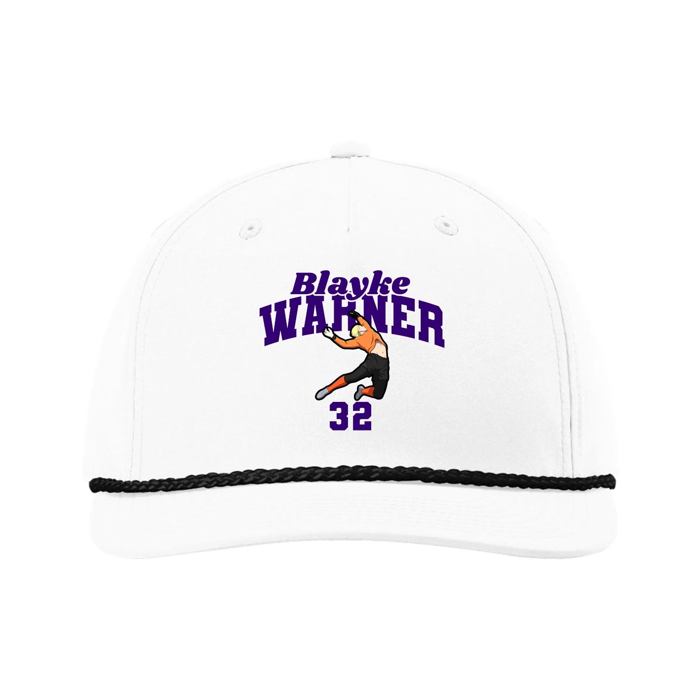 Five-Panel Classic Rope Cap — Signature Arch in White