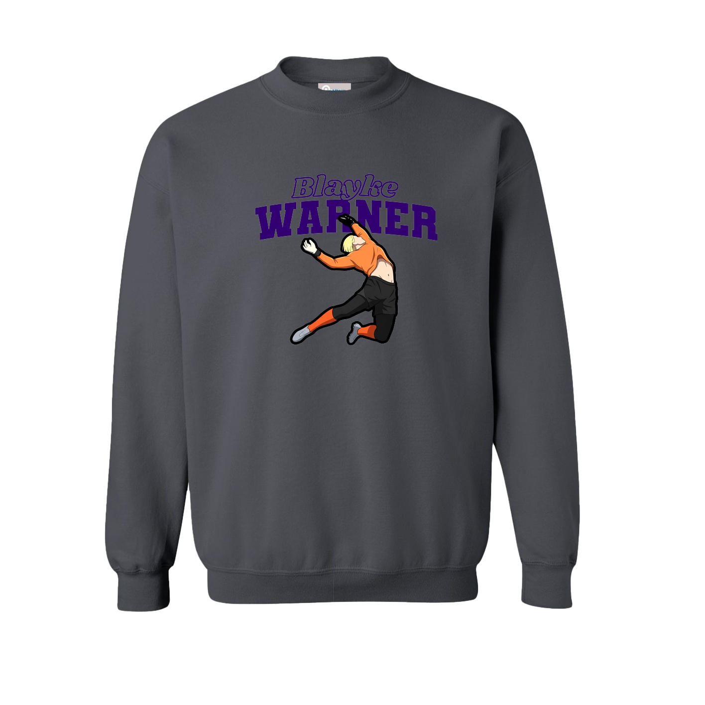 Fleece Crew — Name Arch in Grey