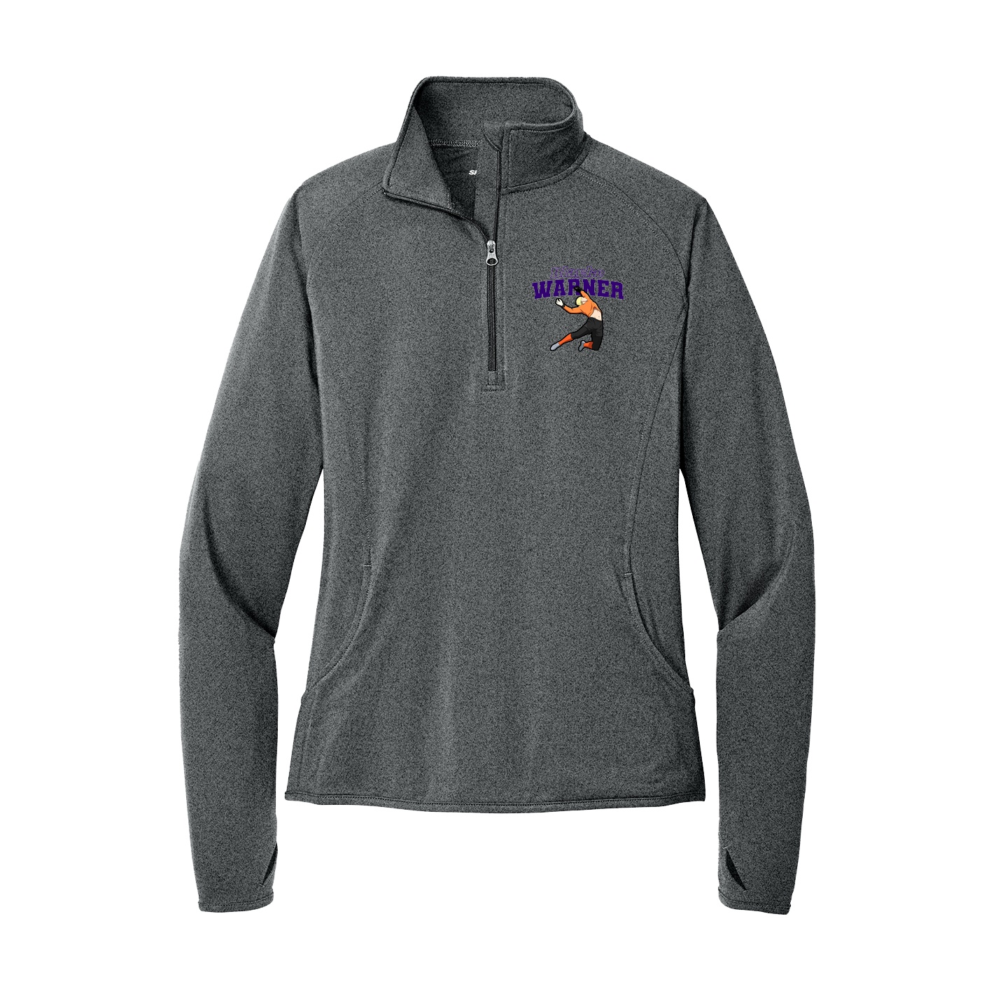 Women's Q-Zip Pullover — Name Arch in Grey