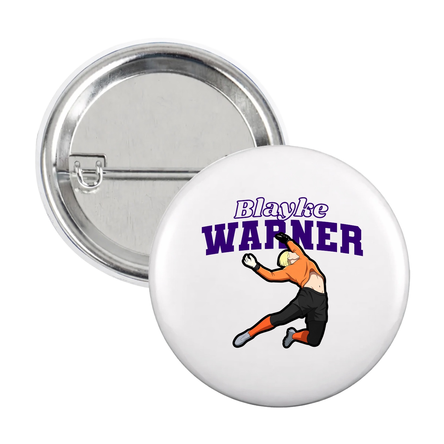 Game Day Button — Name Arch in White