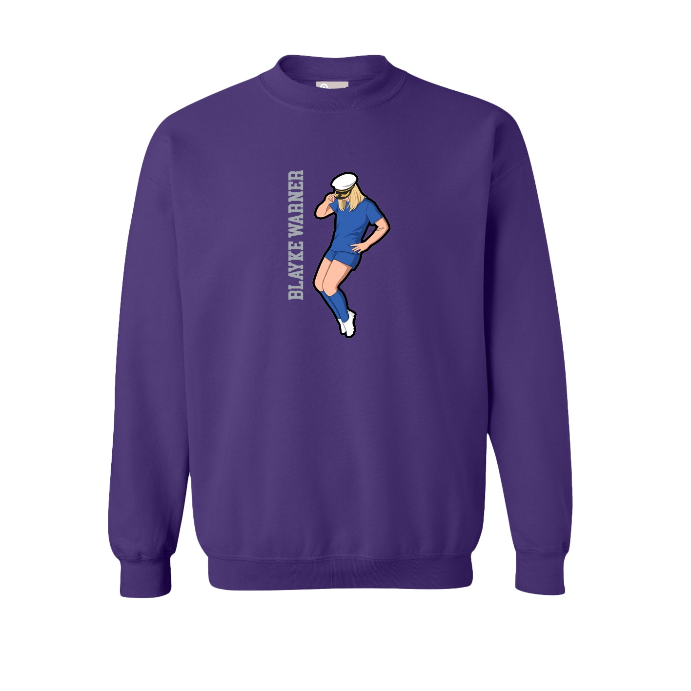 Fleece Crew — Name Vertical in Purple