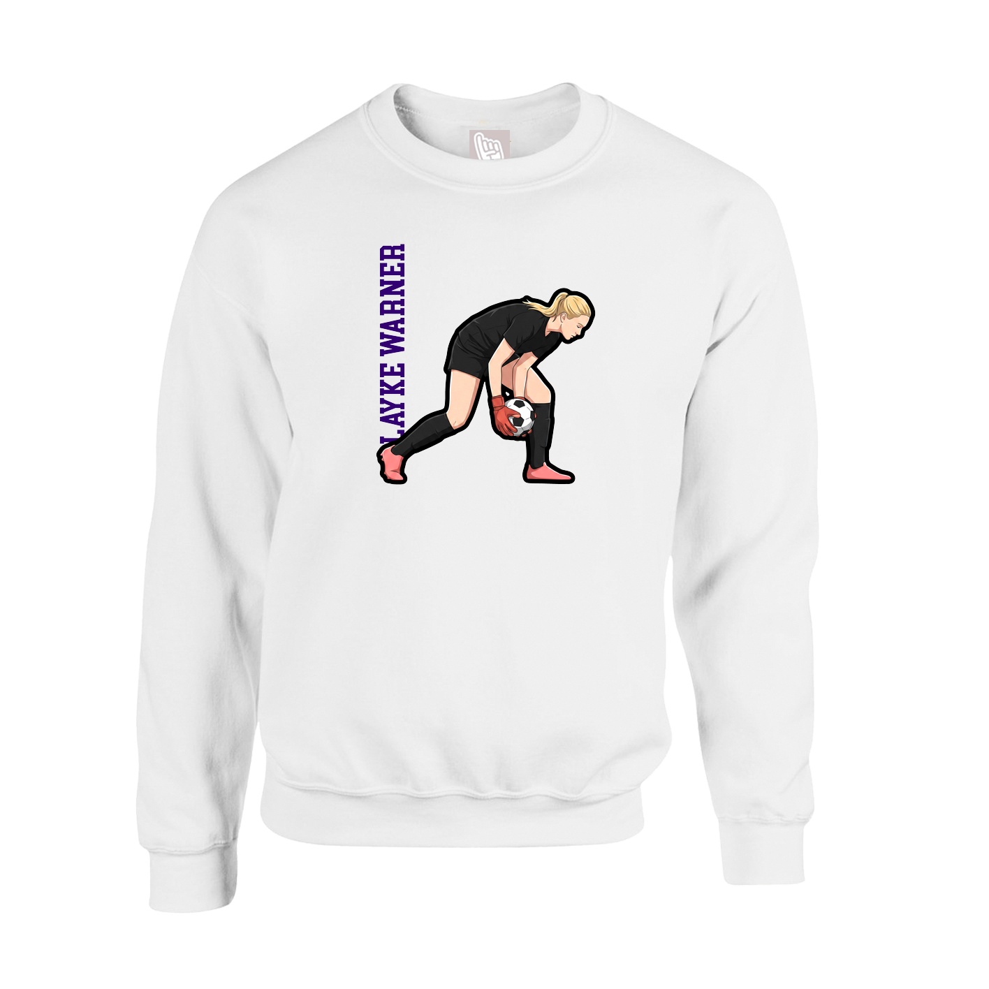 Fleece Crew — Name Vertical in White