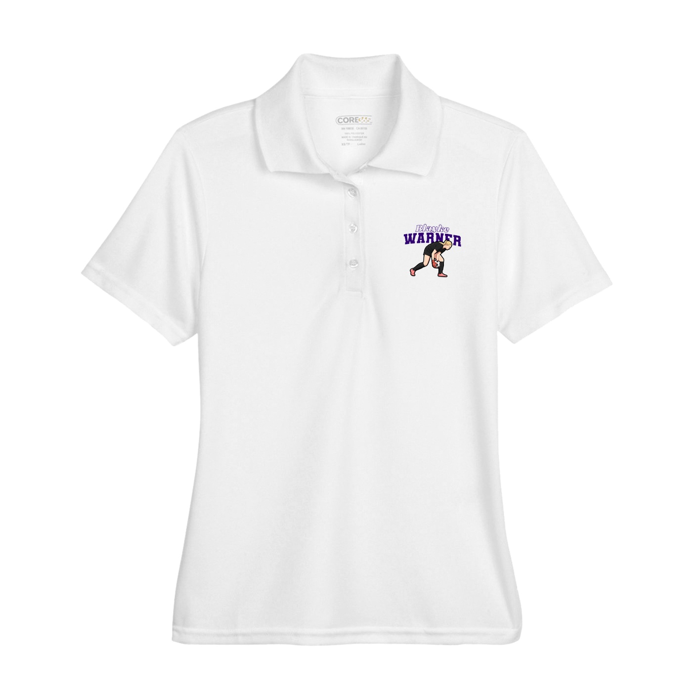 Womens Performance Polo — Name Arch in White