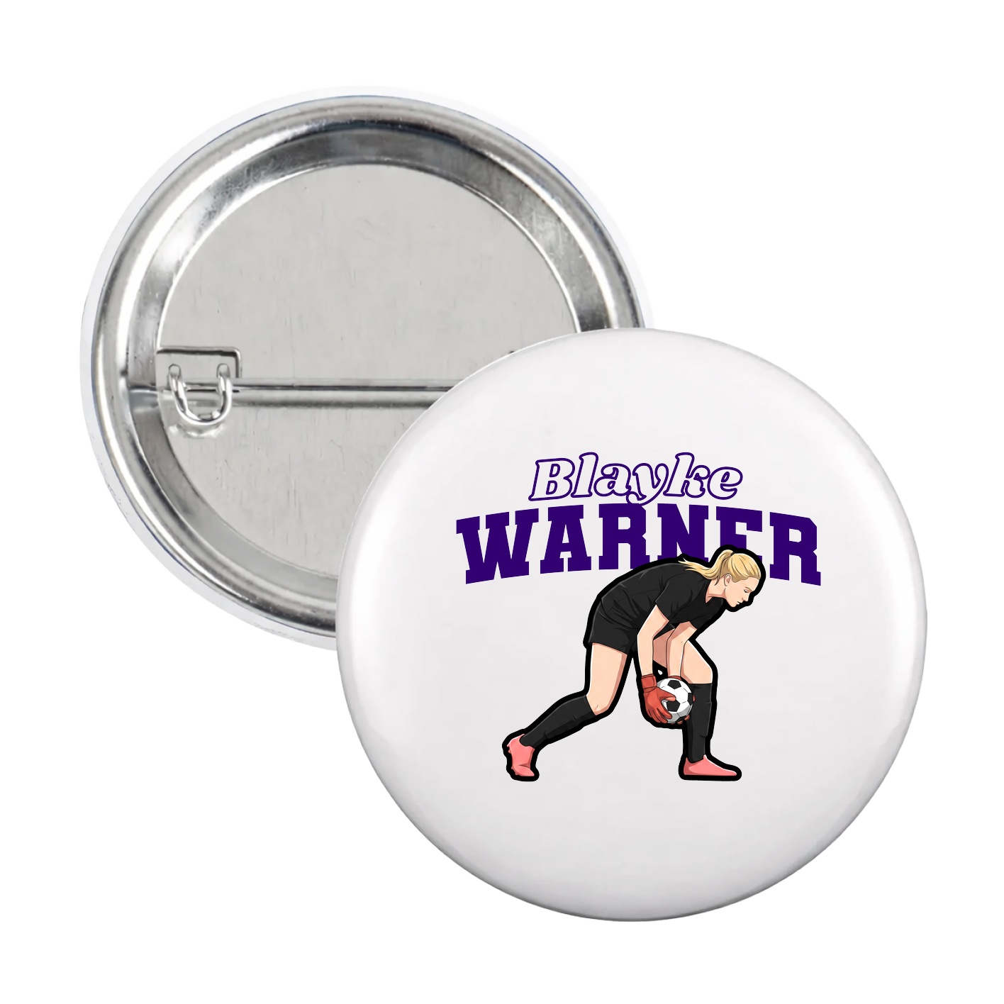 Game Day Button — Name Arch in White