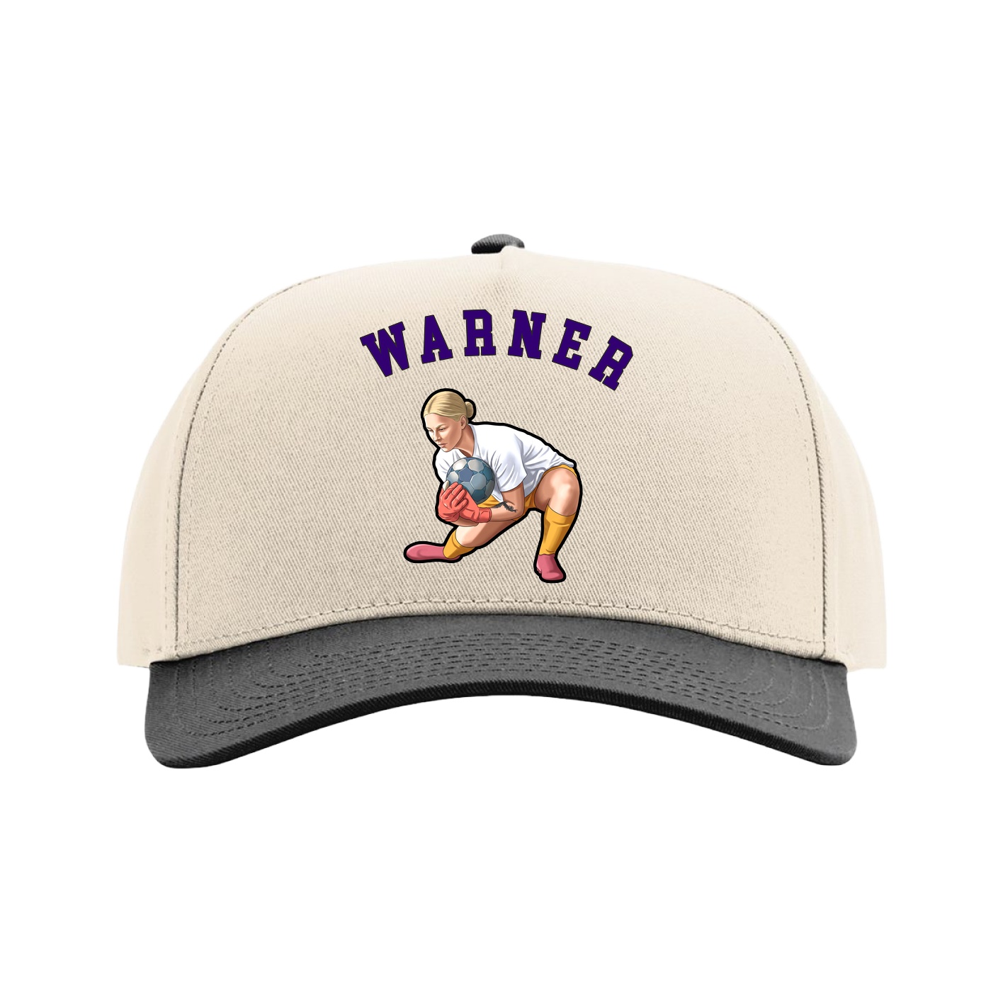 Full Fabric Five-Panel Champ Cap — Shirsey Arch in Cream/Black