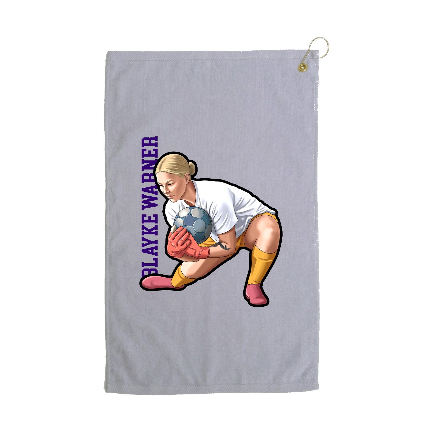Golf Towel — Name Vertical in Grey