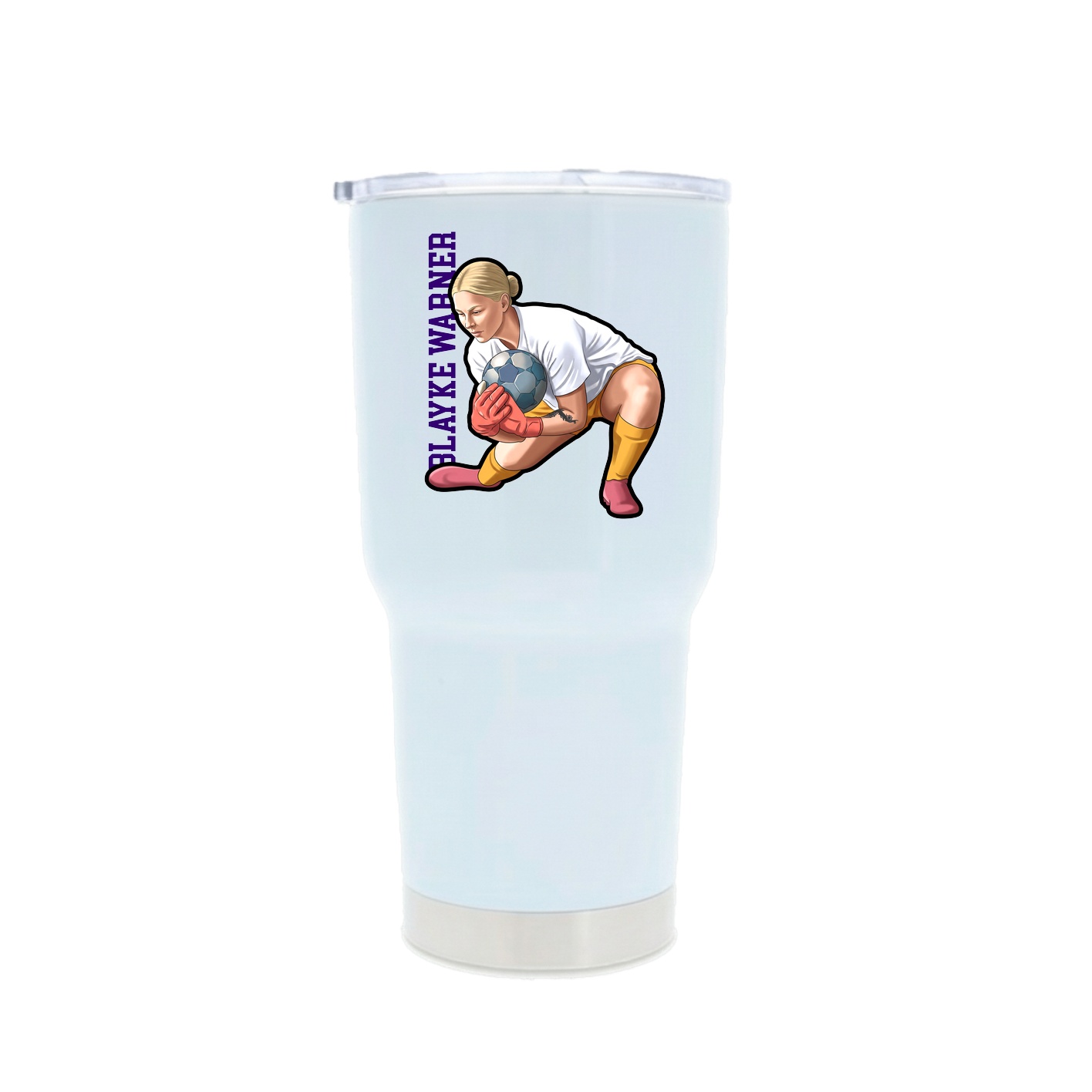 30oz Stainless Steel Tumbler — Name Vertical in White