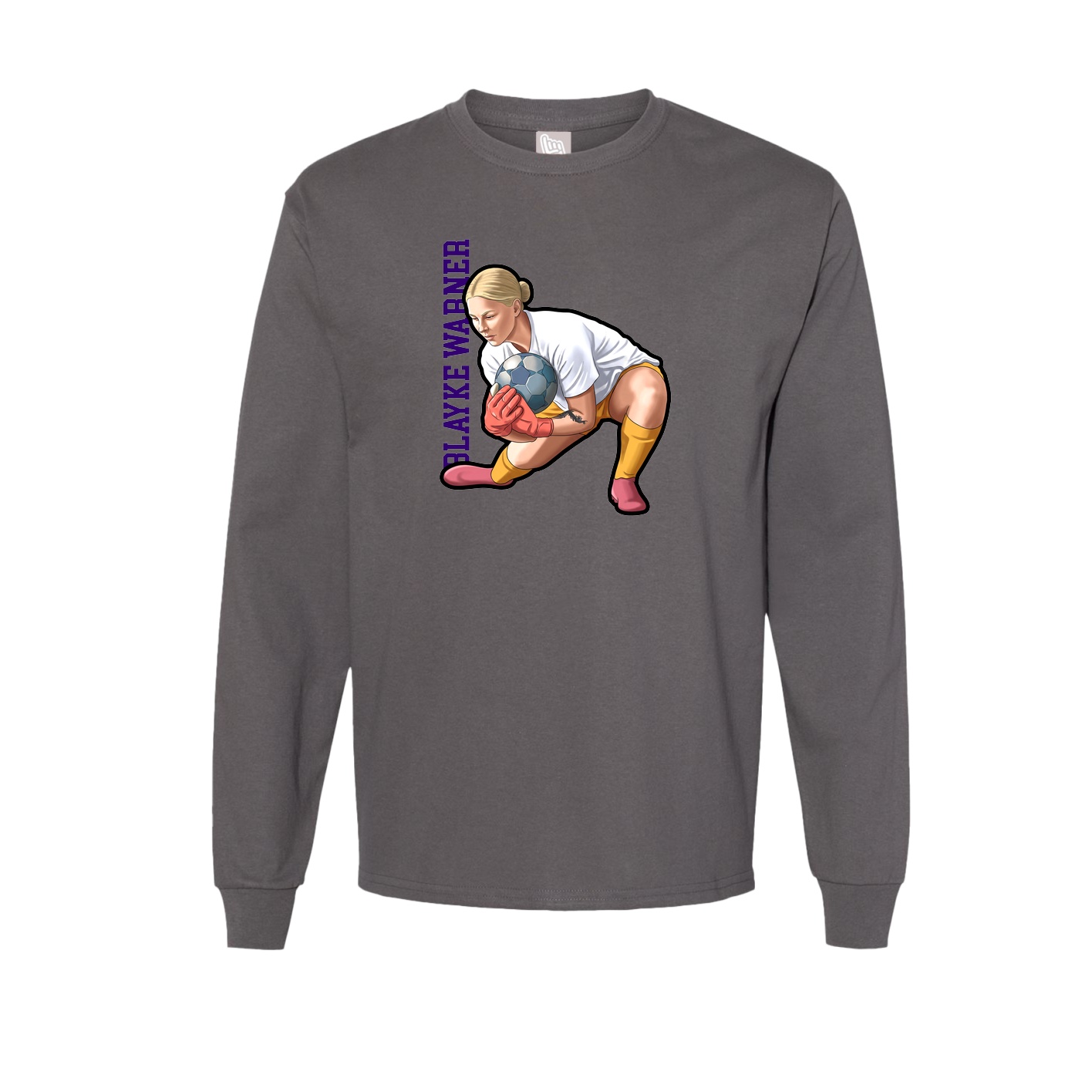 Long Sleeve Tee — Name Vertical in Grey