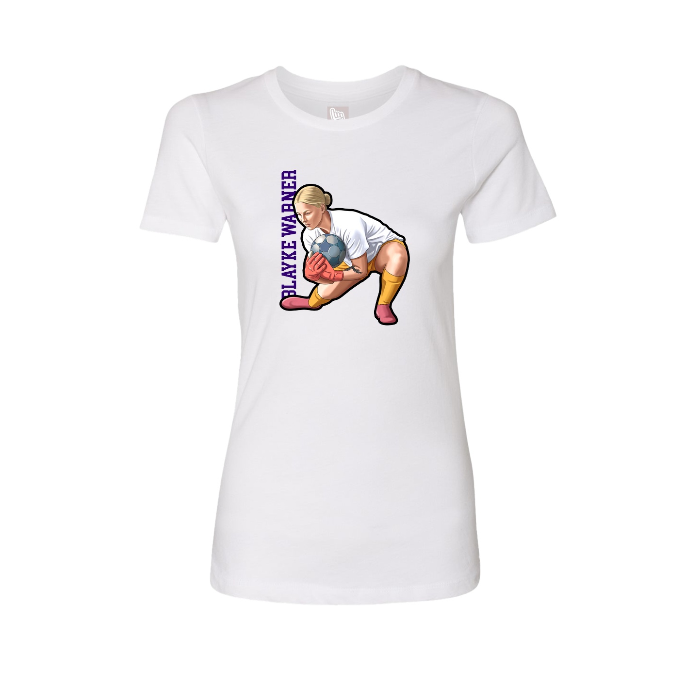 Womens Tee — Name Vertical in White