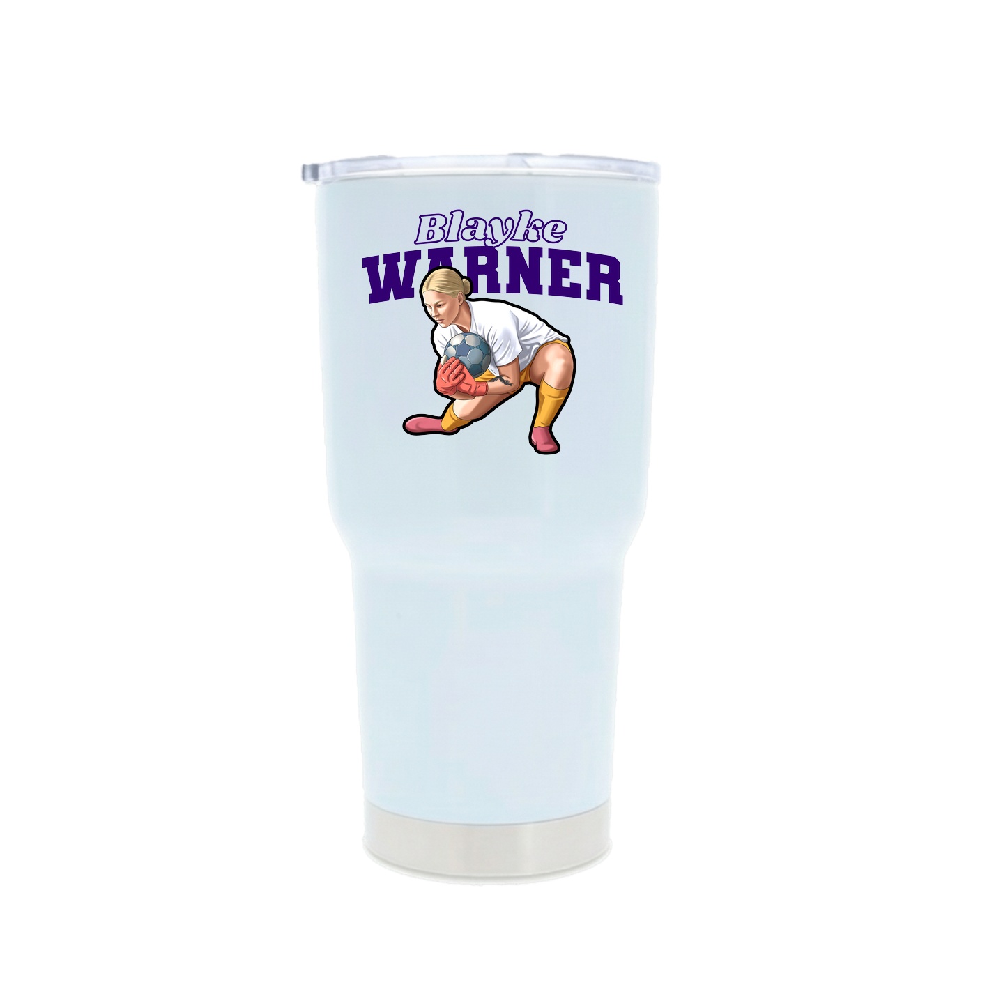 30oz Stainless Steel Tumbler — Name Arch in White