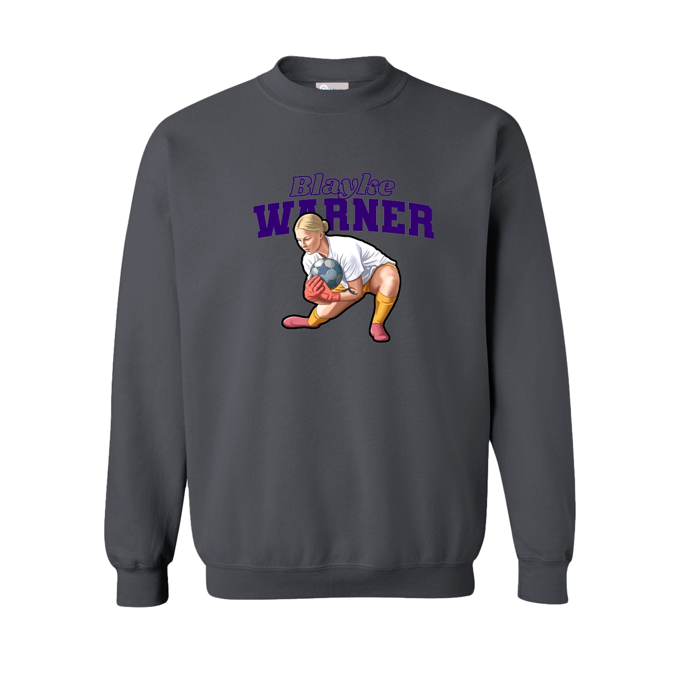 Fleece Crew — Name Arch in Grey