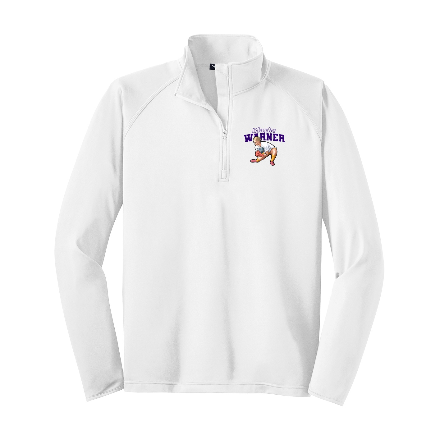 Q-Zip Pullover — Name Arch in White