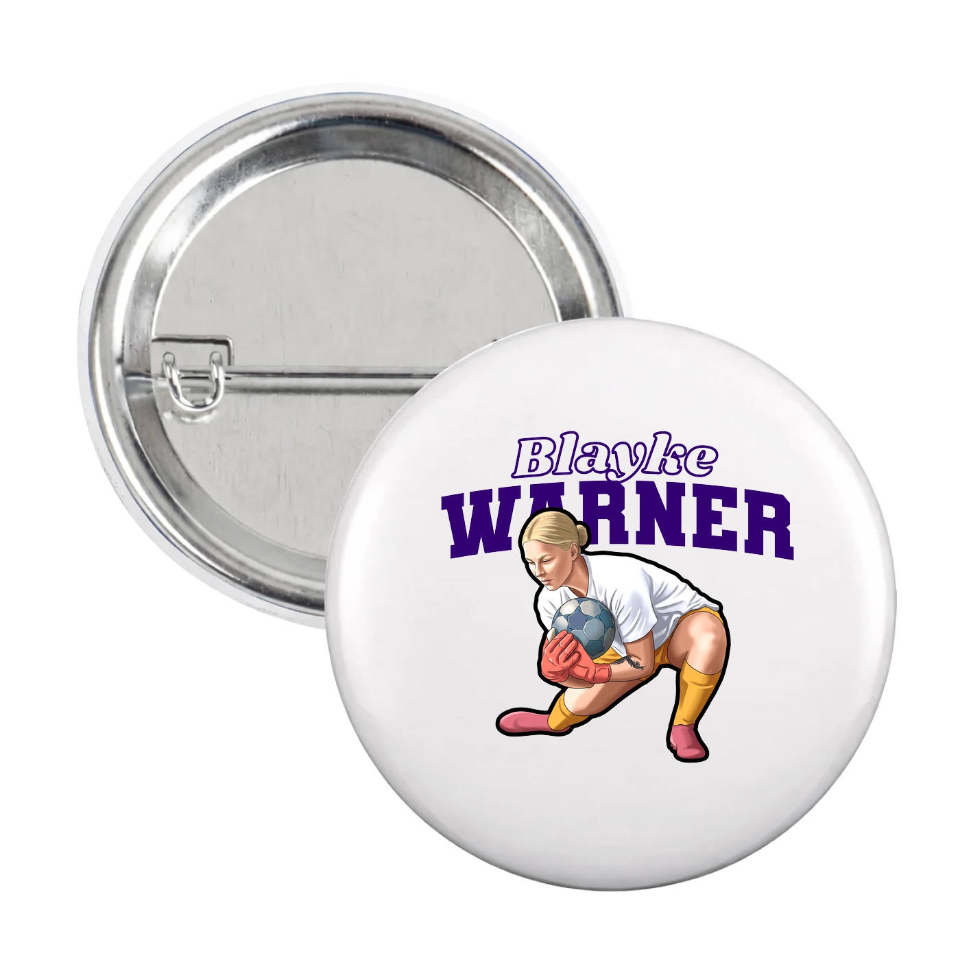 Game Day Button — Name Arch in White