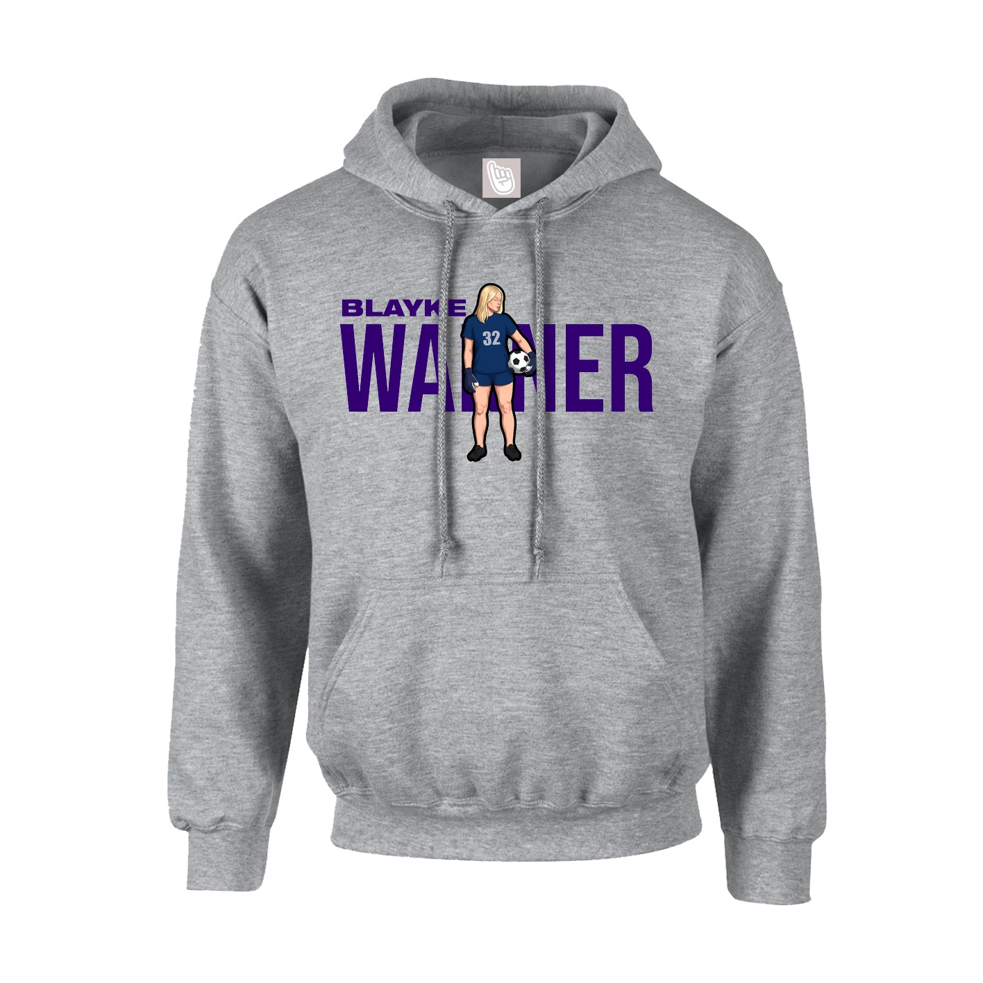 Youth Hoodie — Player Name in Grey