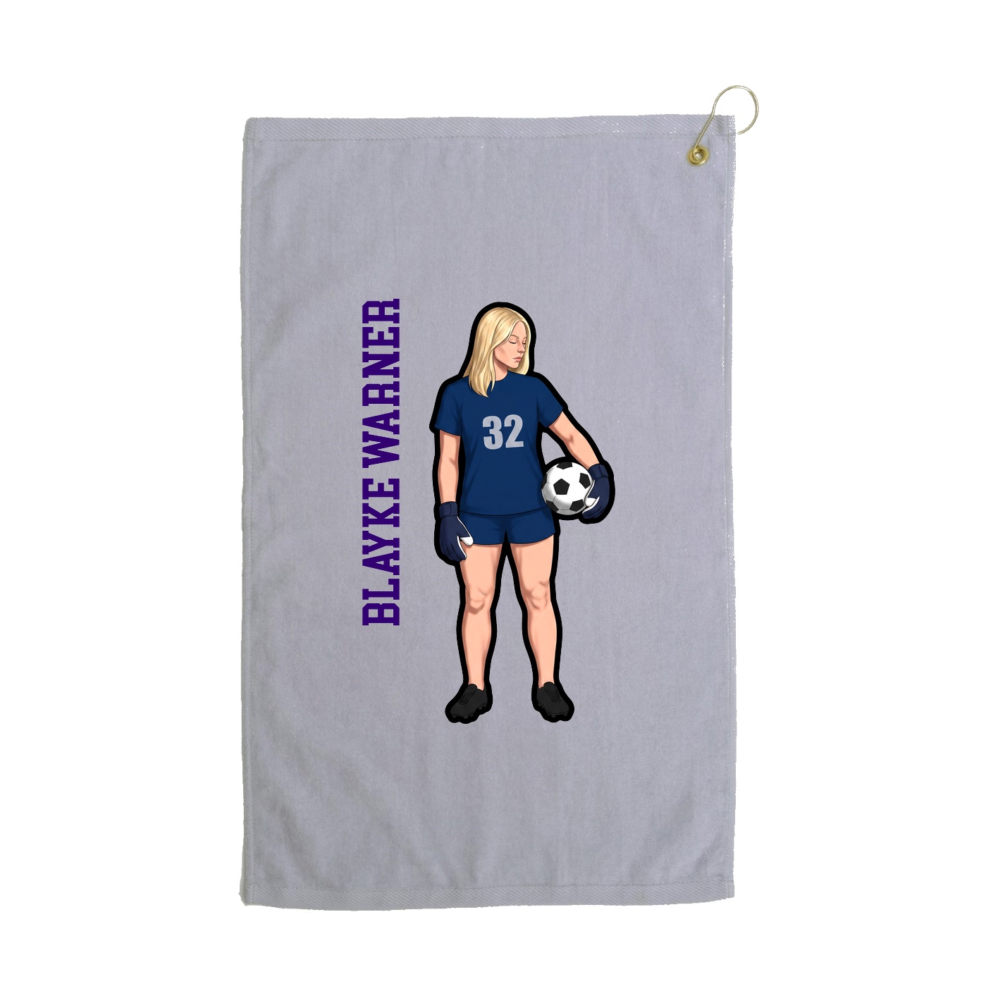 Golf Towel — Name Vertical in Grey