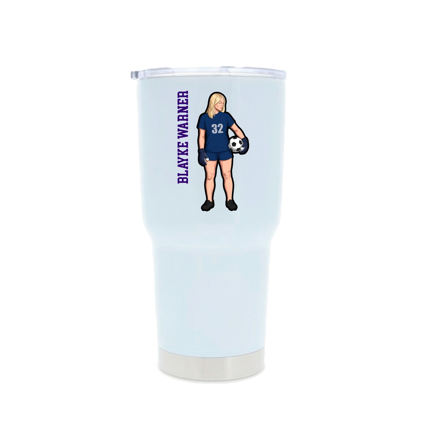 30oz Stainless Steel Tumbler — Name Vertical in White