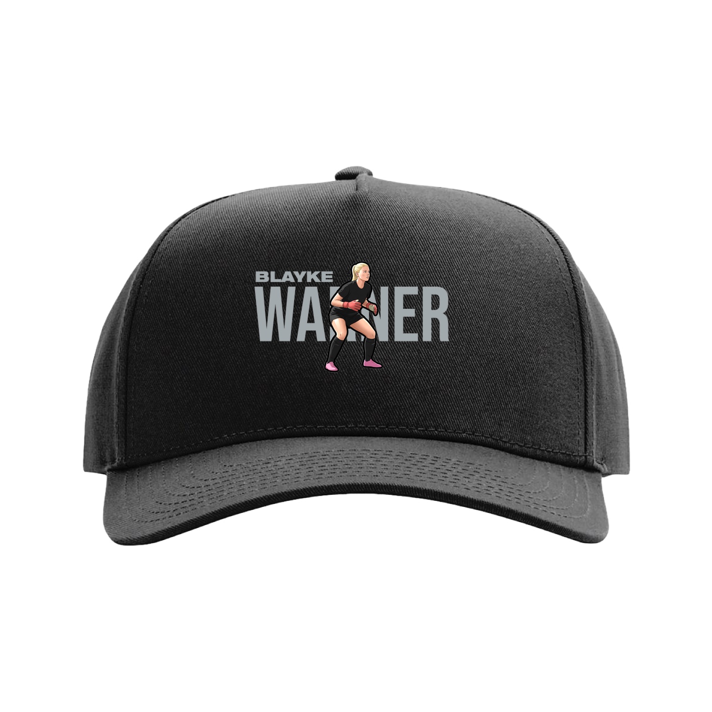 Full Fabric Five-Panel Champ Cap — Player Name in Black