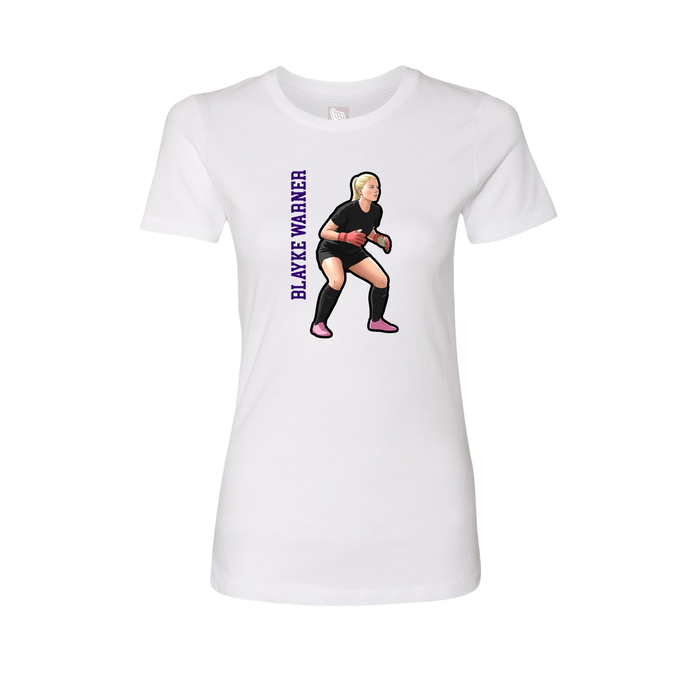 Womens Tee — Name Vertical in White