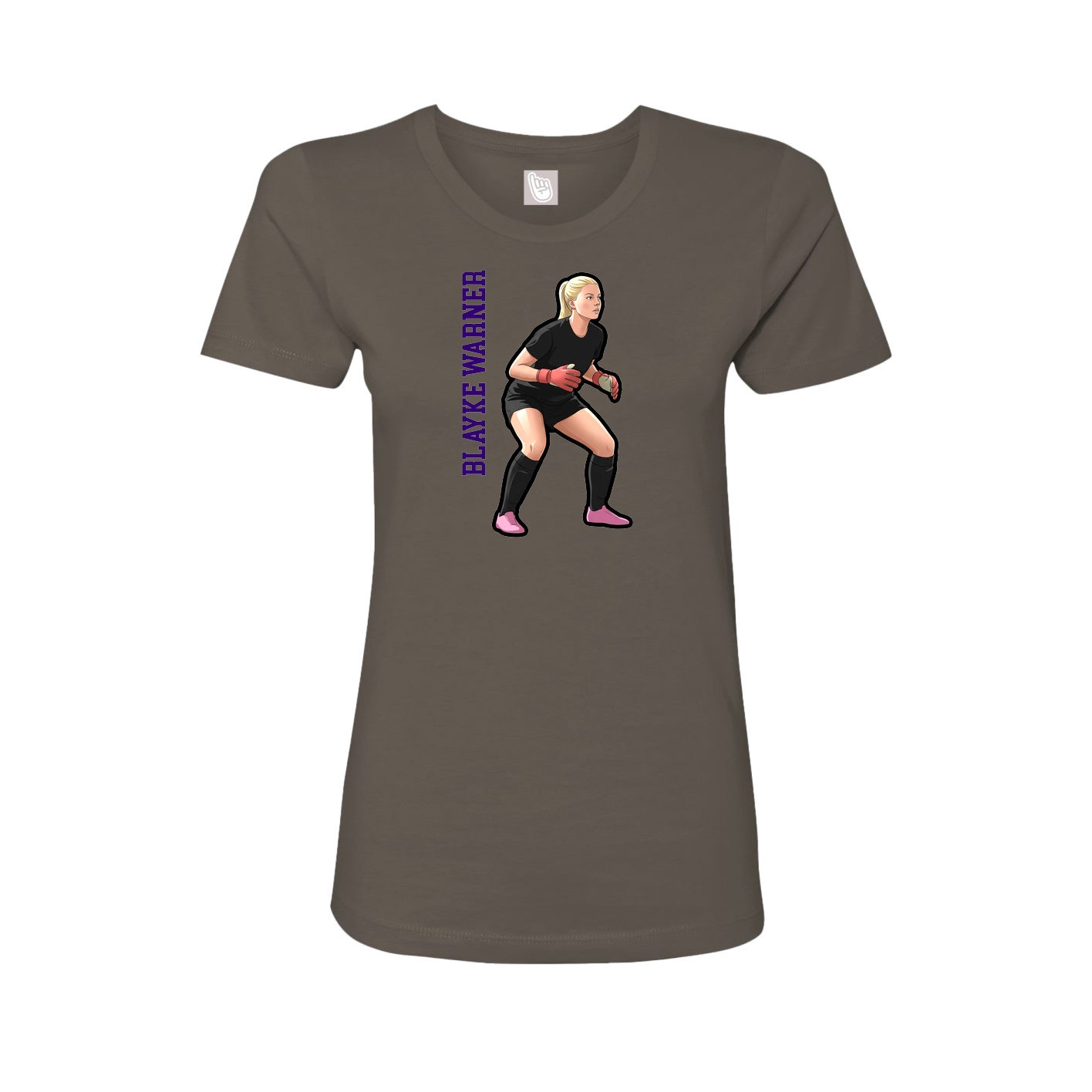 Womens Tee — Name Vertical in Grey