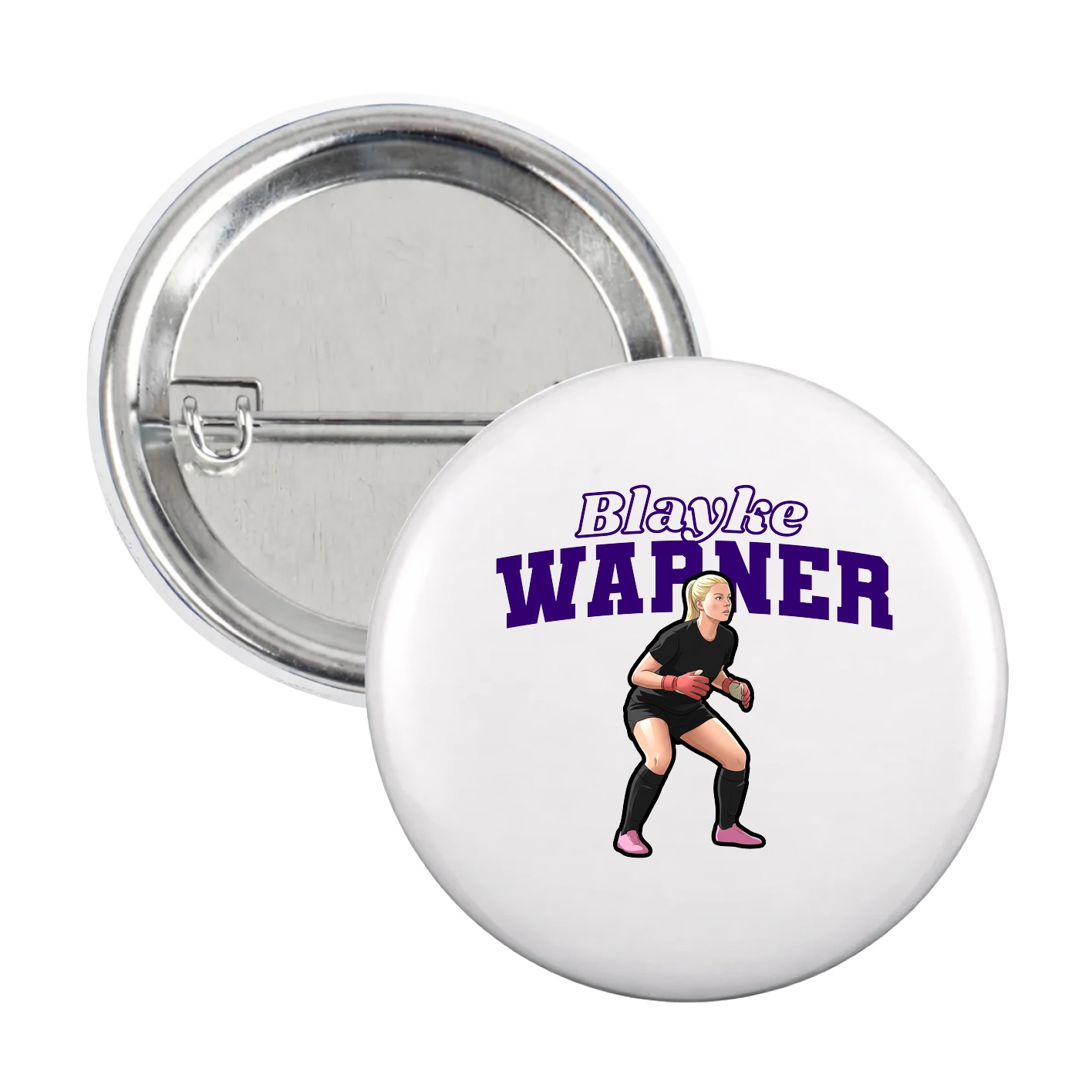 Game Day Button — Name Arch in White
