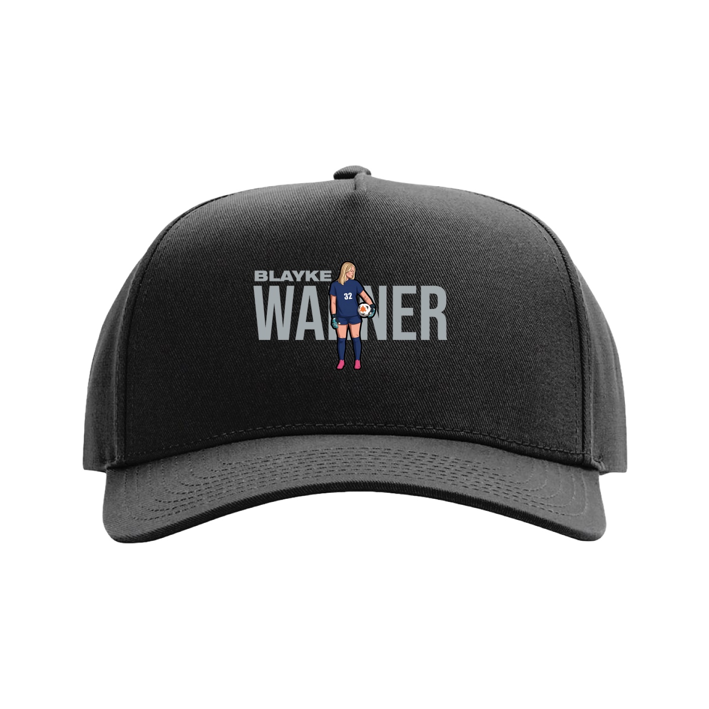 Full Fabric Five-Panel Champ Cap — Player Name in Black