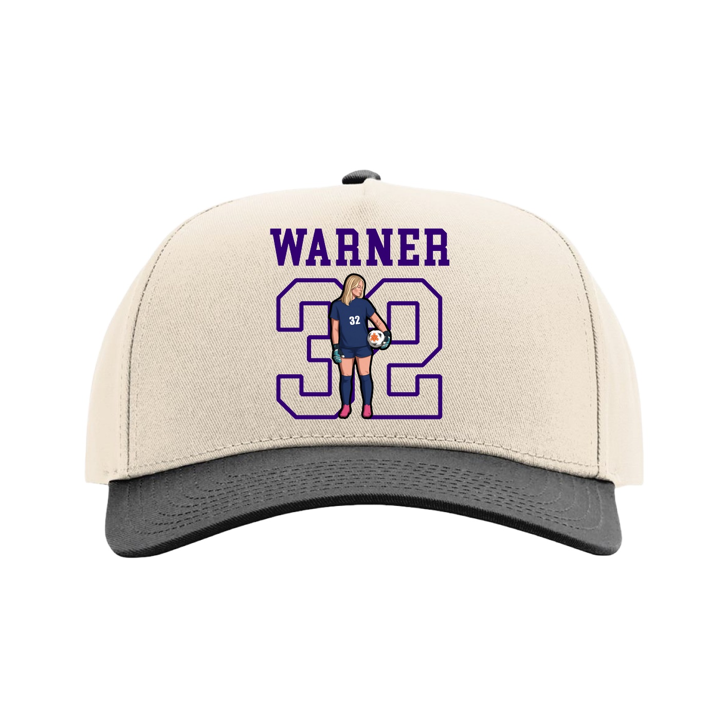 Full Fabric Five-Panel Champ Cap — Shirsey in Cream/Black