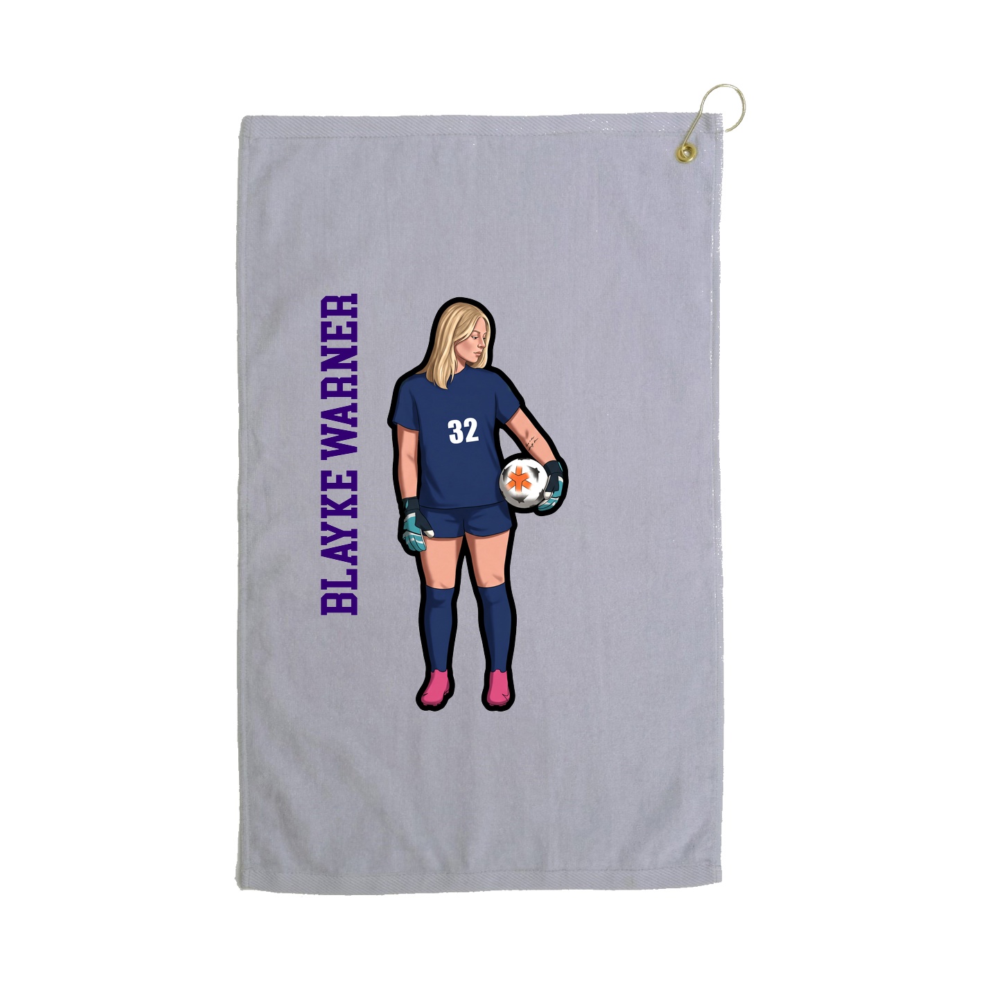 Golf Towel — Name Vertical in Grey