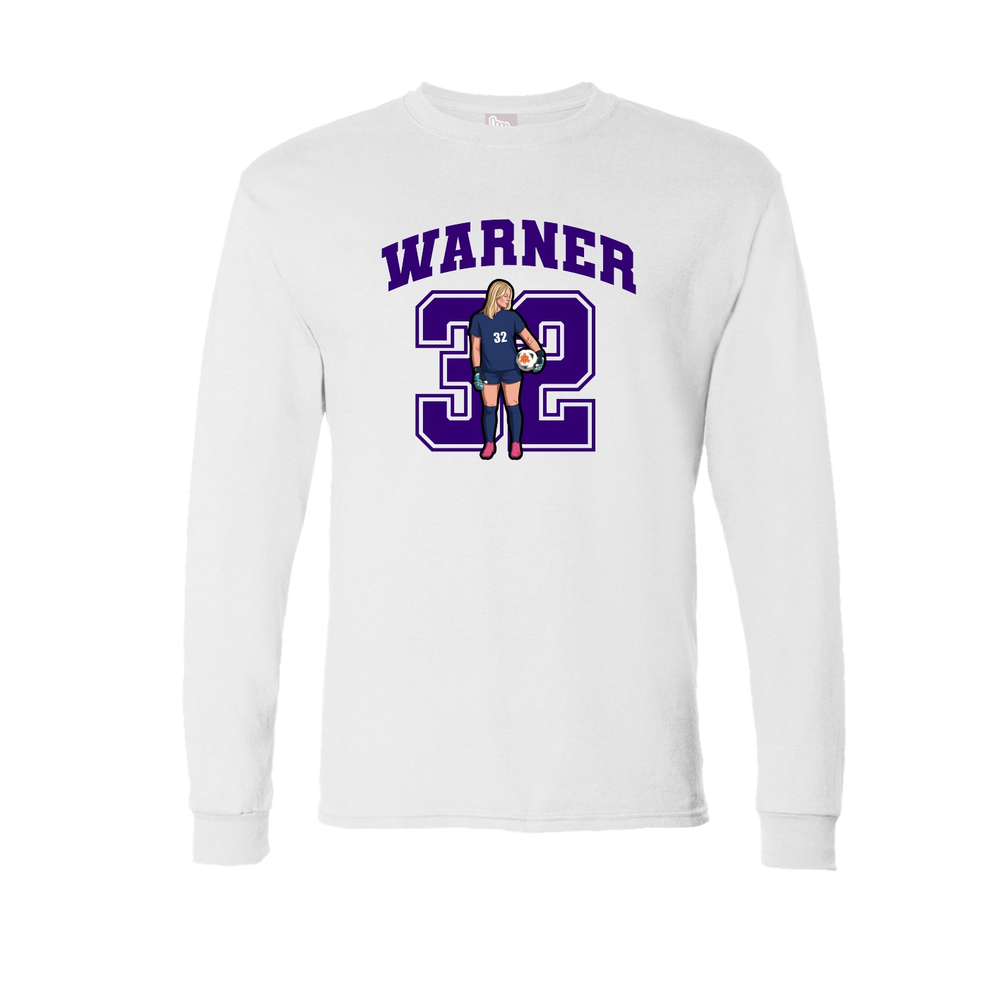 Long Sleeve Tee — Number in White