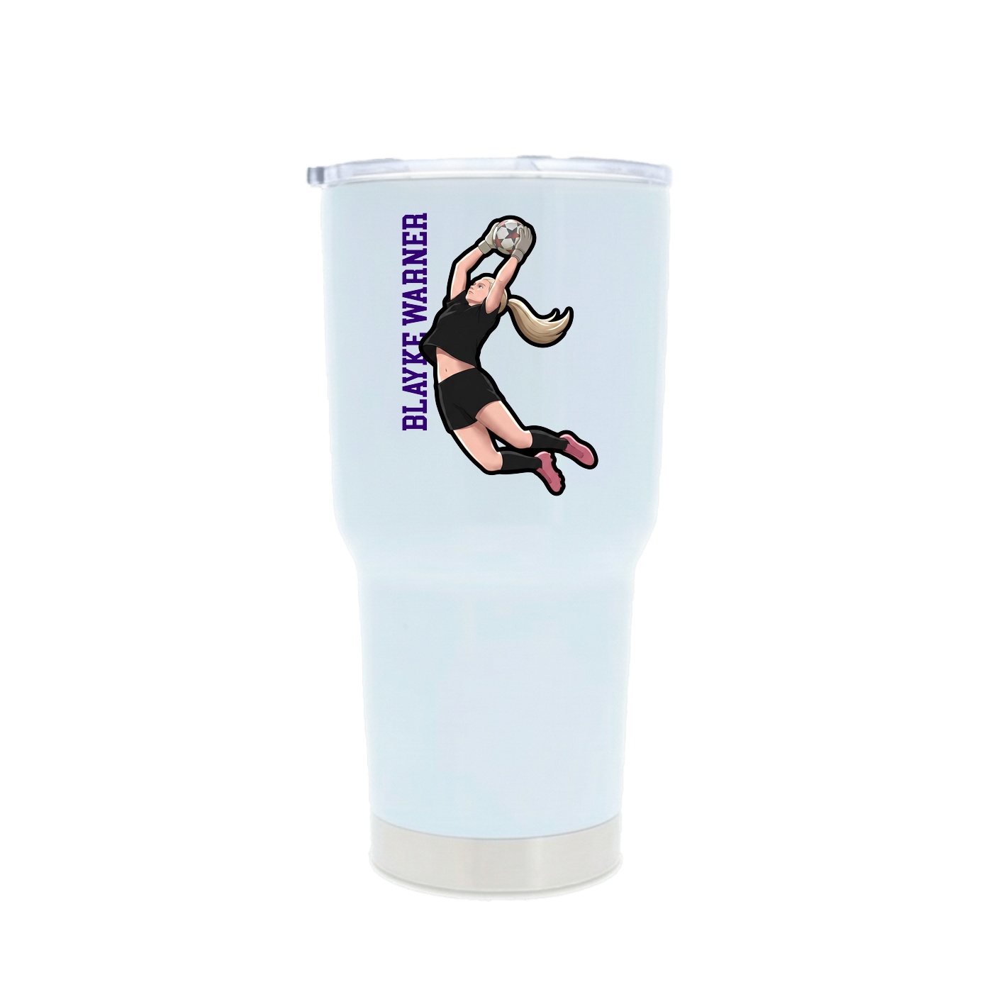 30oz Stainless Steel Tumbler — Name Vertical in White