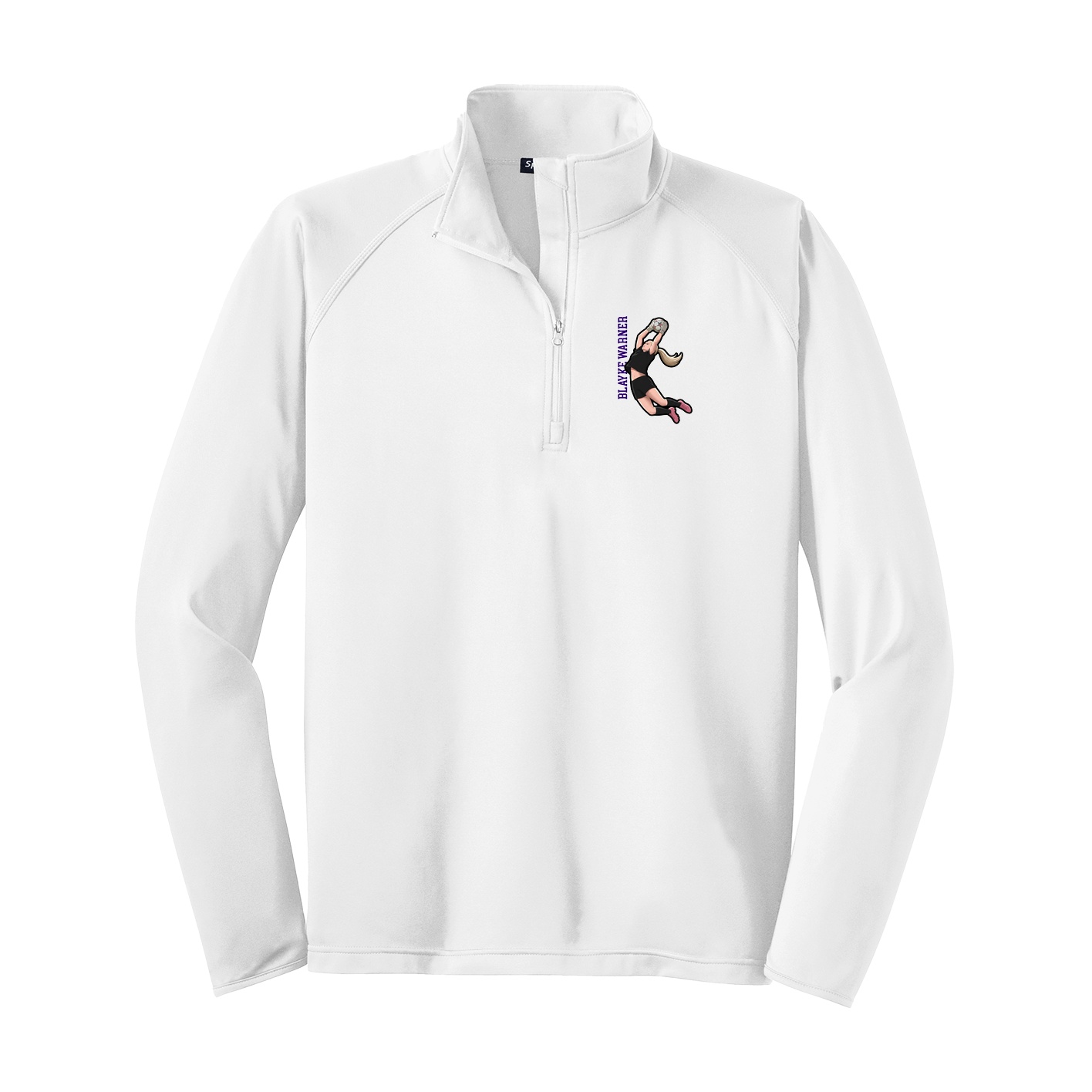 Q-Zip Pullover — Name Vertical in White