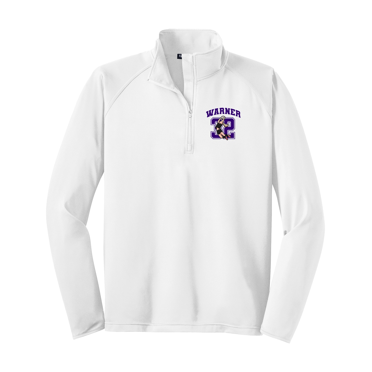 Q-Zip Pullover — Number in White