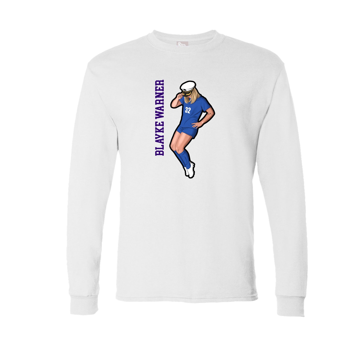 Long Sleeve Tee — Name Vertical in White