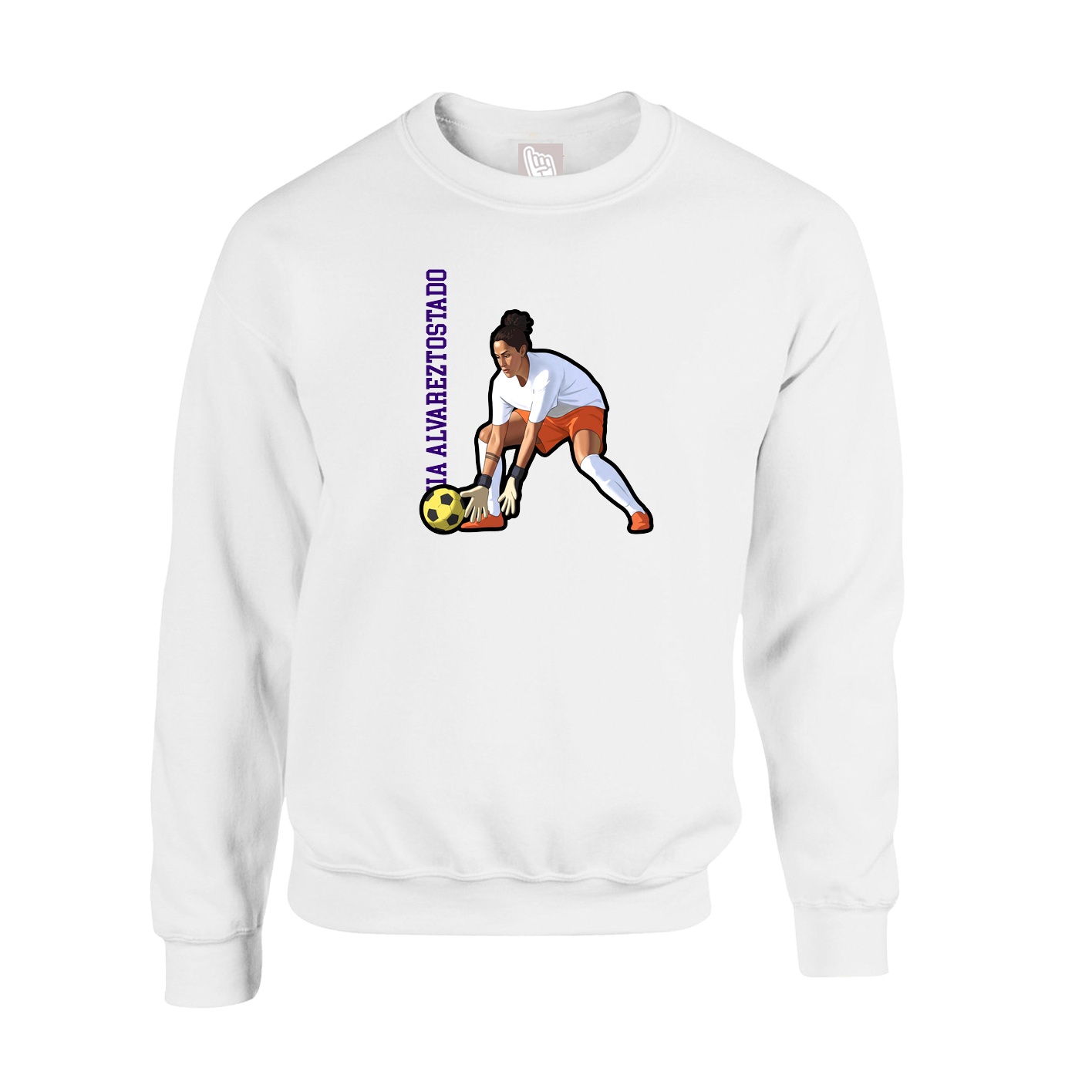 Fleece Crew — Name Vertical in White