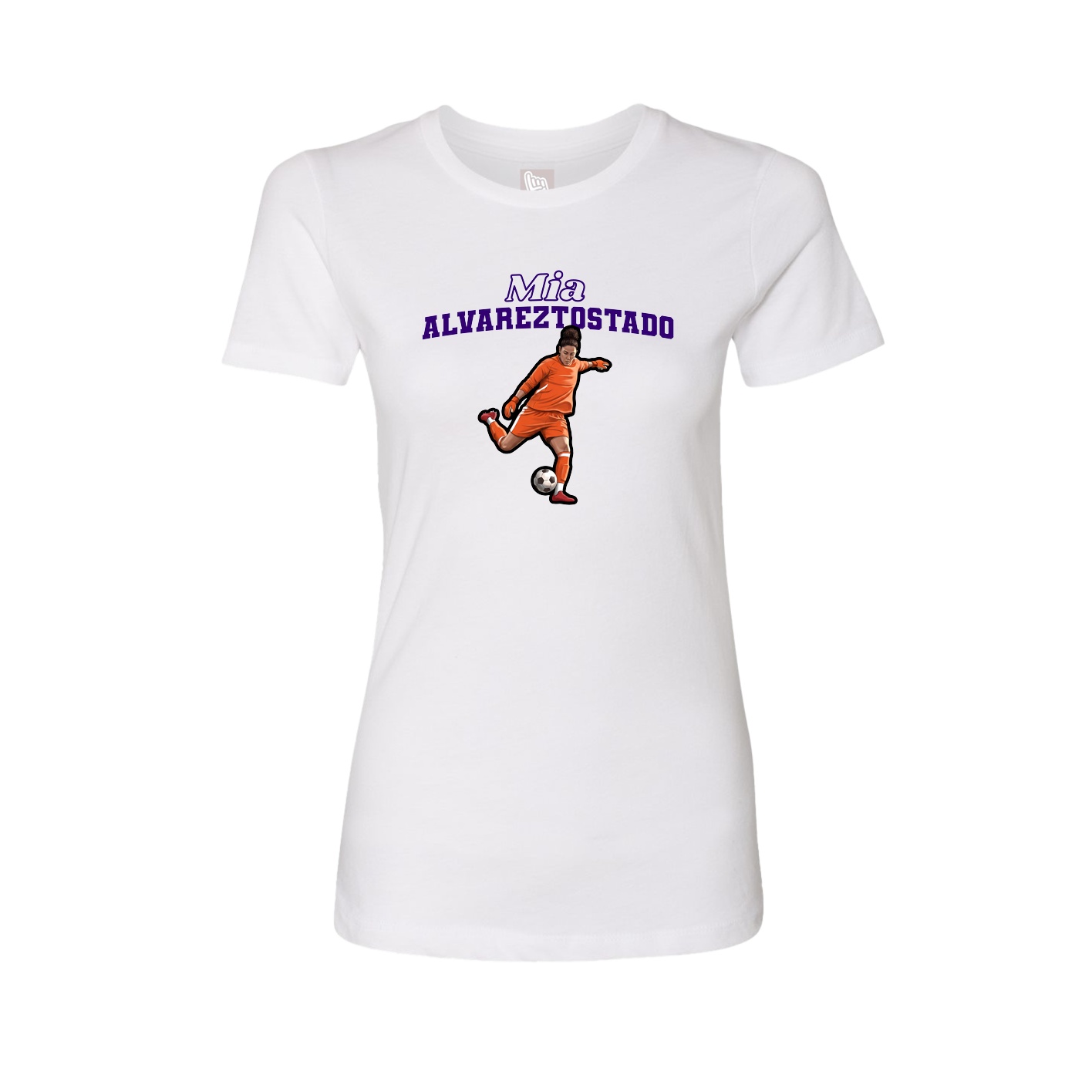 Fitted Women's Tee — Name Arch in White