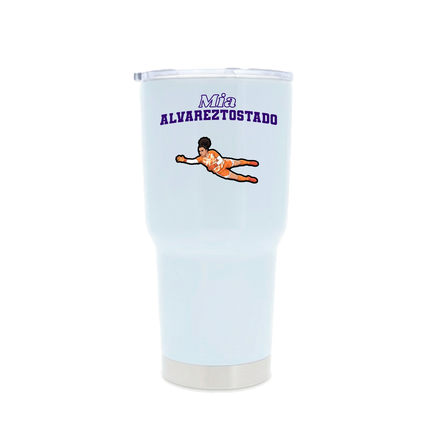 30oz Stainless Steel Tumbler — Name Arch in White